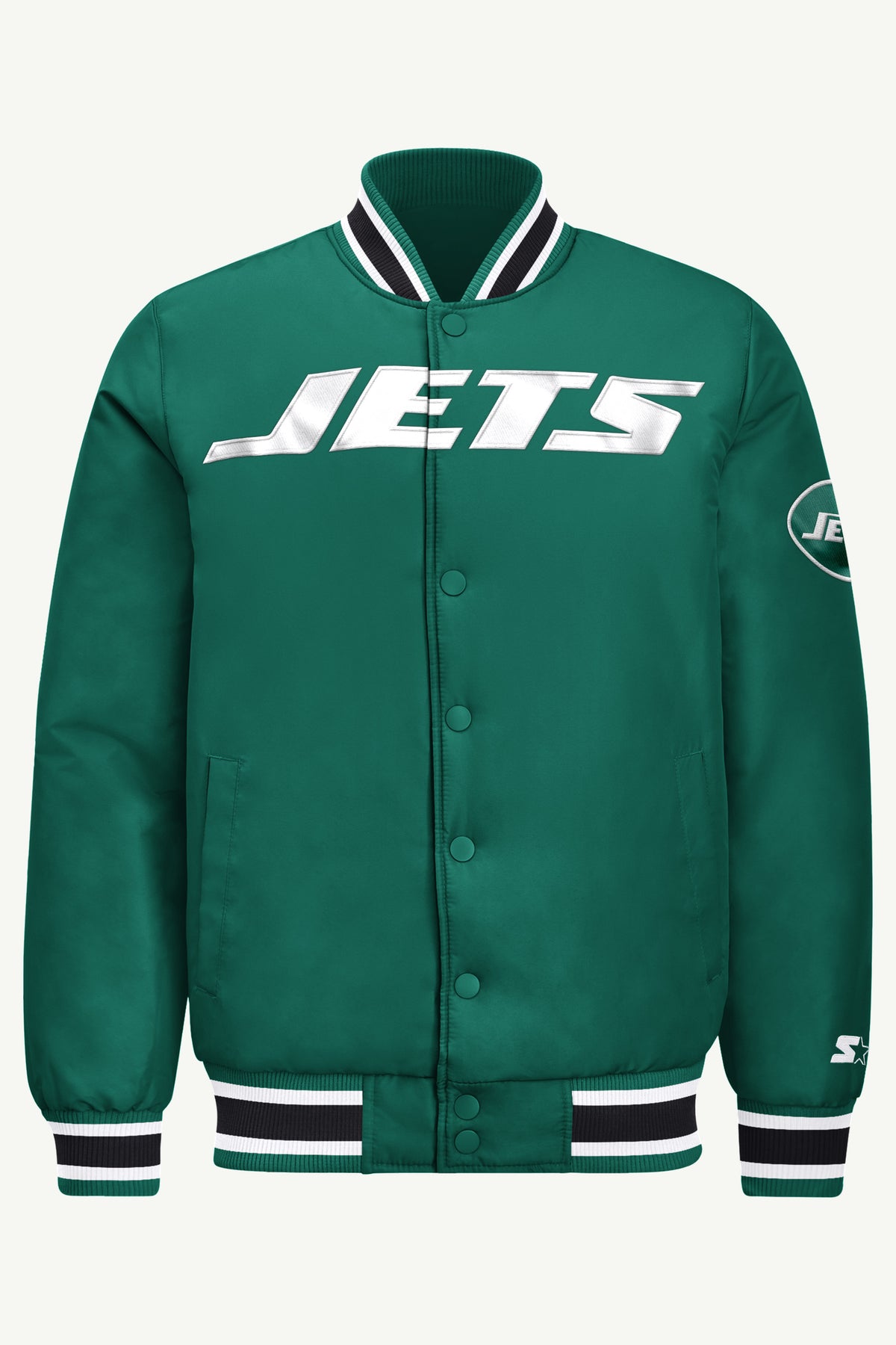 MENS NEW YORK JETS ACROSS SATIN VARSITY JACKET View 2 MENS NEW YORK JETS ACROSS SATIN VARSITY JACKET View 2