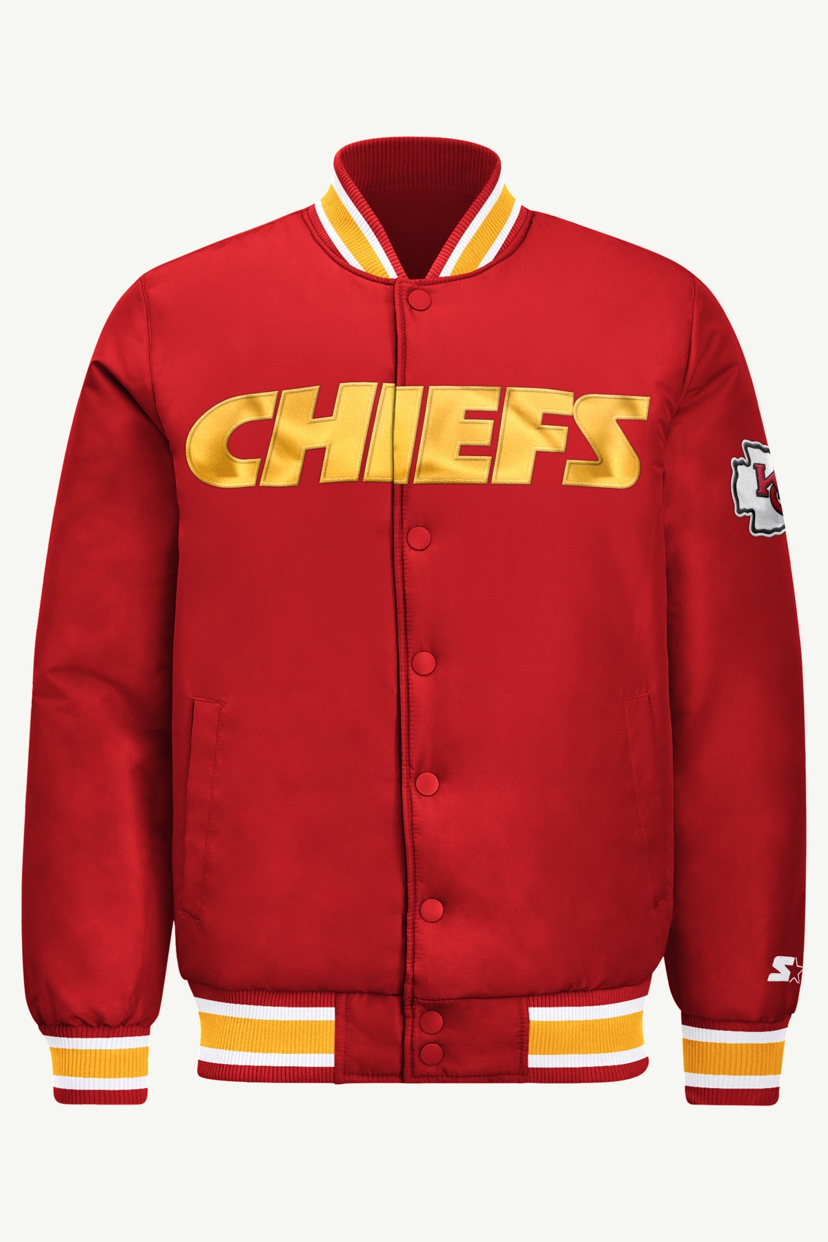 MENS KANSAS CITY CHIEFS ACROSS SATIN VARSITY JACKET View 2 MENS KANSAS CITY CHIEFS ACROSS SATIN VARSITY JACKET View 2