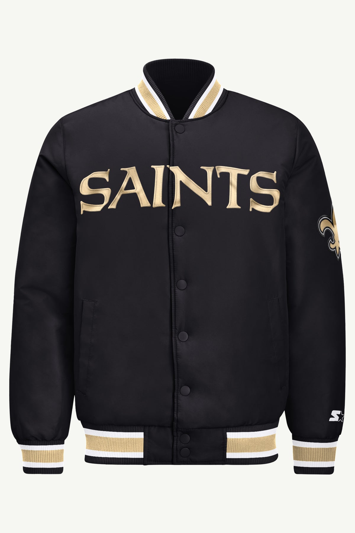 MENS NEW ORLEANS SAINTS ACROSS SATIN VARSITY JACKET View 2 | Men's Starter Jackets MENS NEW ORLEANS SAINTS ACROSS SATIN VARSITY JACKET View 2 | Men's Starter Jackets