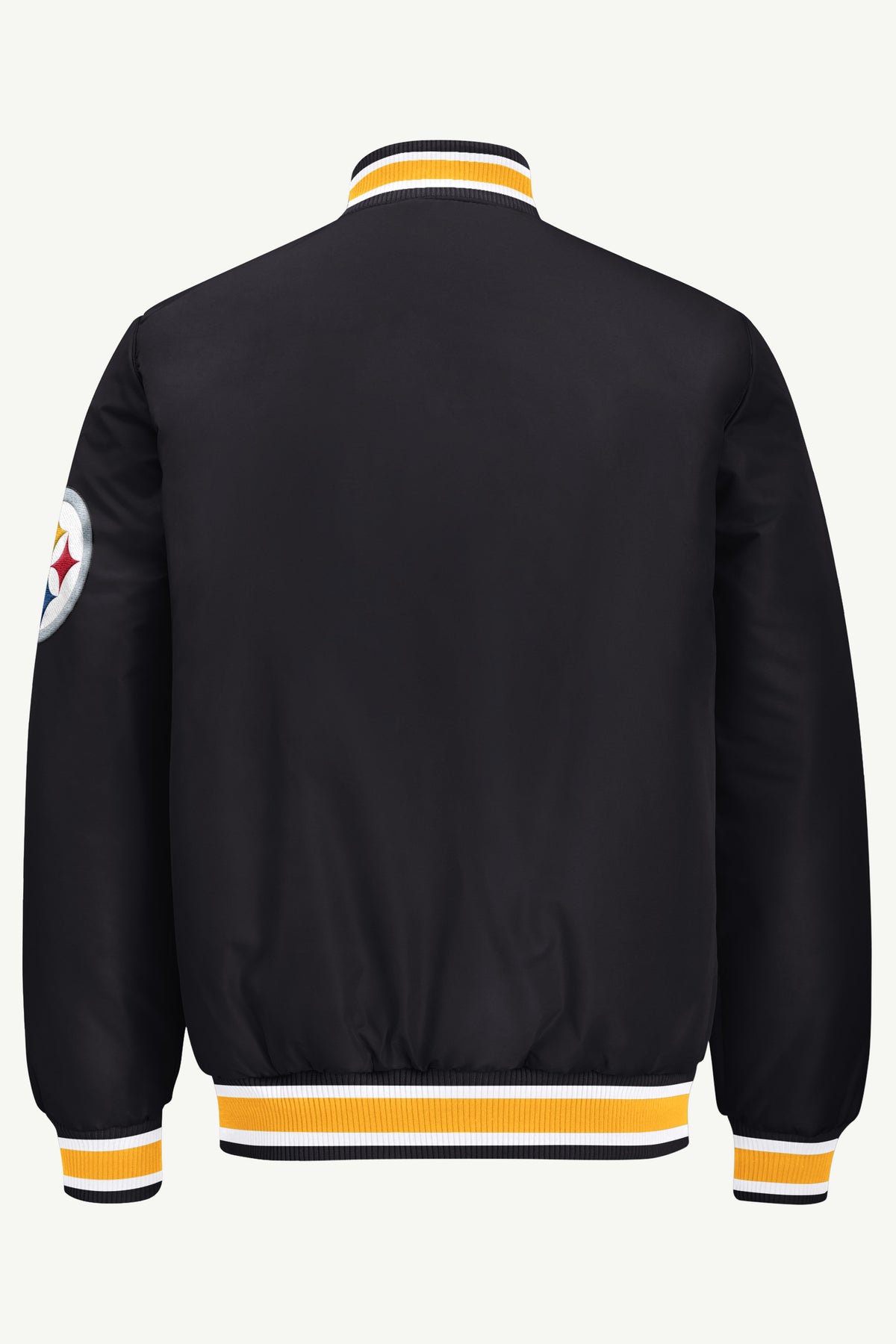 MENS PITTSBURGH STEELERS ACROSS SATIN VARSITY JACKET View 3 MENS PITTSBURGH STEELERS ACROSS SATIN VARSITY JACKET View 3