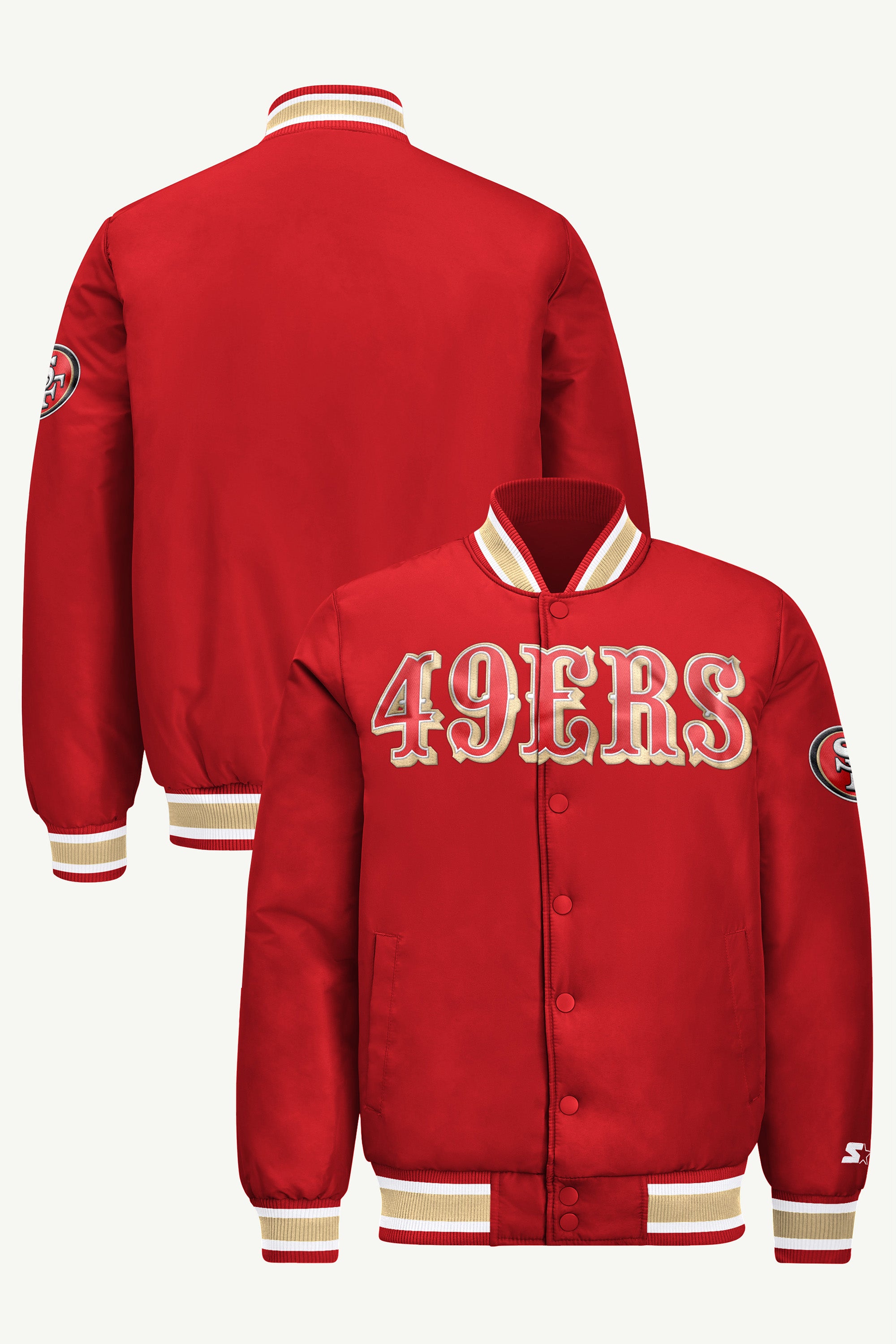 MENS SAN FRANCISCO 49ERS ACROSS SATIN VARSITY JACKET View 1 | STARTER JACKETS MENS SAN FRANCISCO 49ERS ACROSS SATIN VARSITY JACKET View 1 | STARTER JACKETS