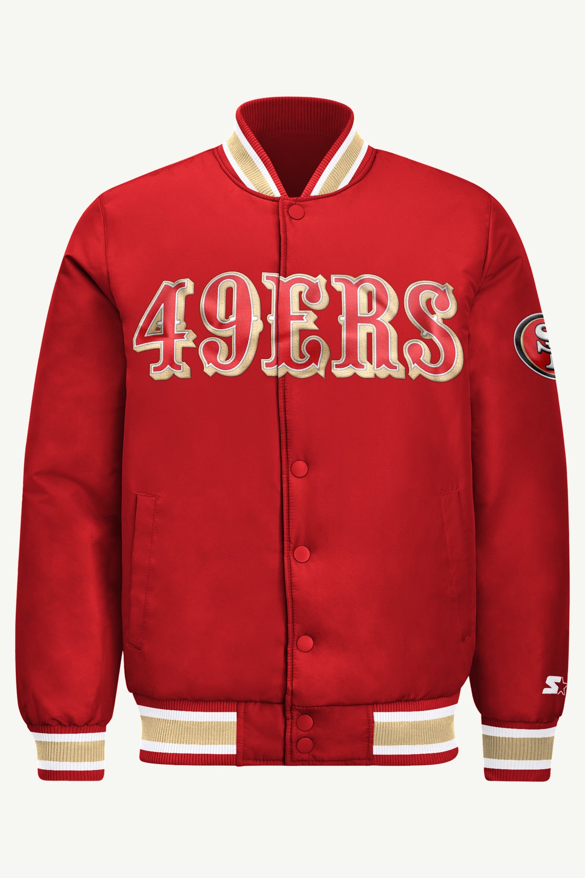 MENS SAN FRANCISCO 49ERS ACROSS SATIN VARSITY JACKET View 2 | Men's Starter Jackets MENS SAN FRANCISCO 49ERS ACROSS SATIN VARSITY JACKET View 2 | Men's Starter Jackets