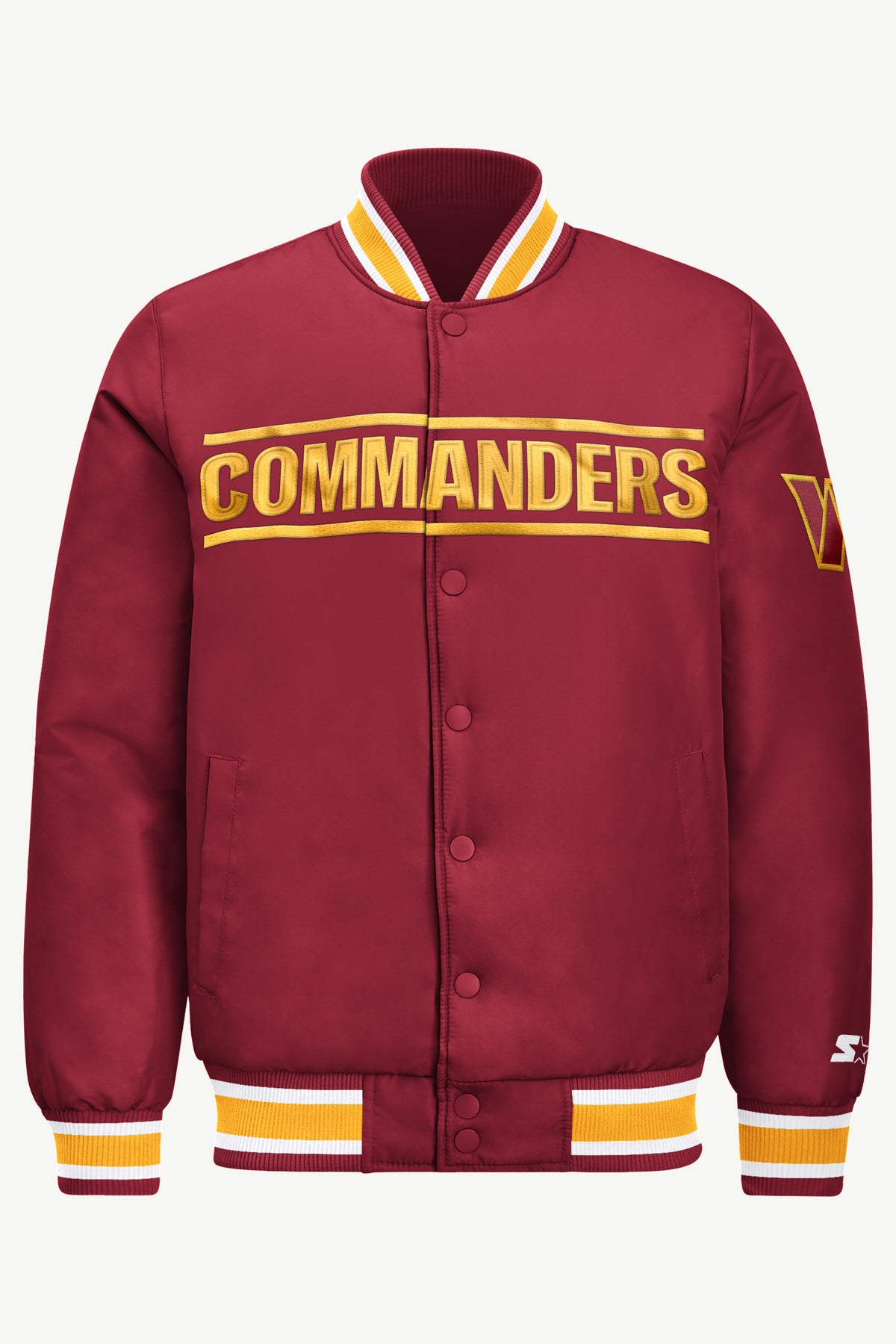 MENS WASHINGTON COMMANDERS ACROSS SATIN VARSITY JACKET View 2 | Men's Starter Jackets MENS WASHINGTON COMMANDERS ACROSS SATIN VARSITY JACKET View 2 | Men's Starter Jackets