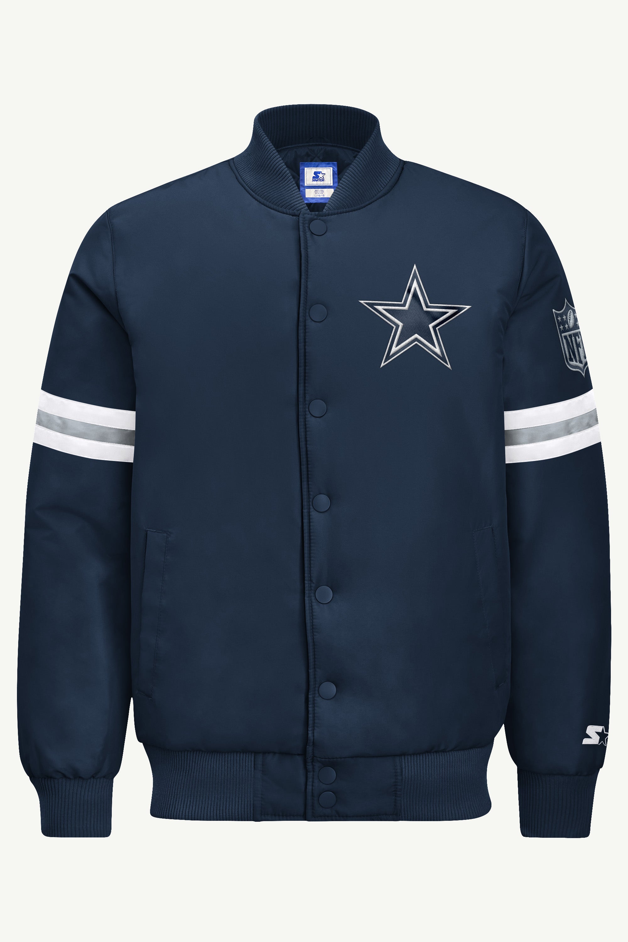 MENS DALLAS COWBOYS STRIPE SLEEVE VARSITY JACKET View 2 | STARTER JACKETS MENS DALLAS COWBOYS STRIPE SLEEVE VARSITY JACKET View 2 | STARTER JACKETS