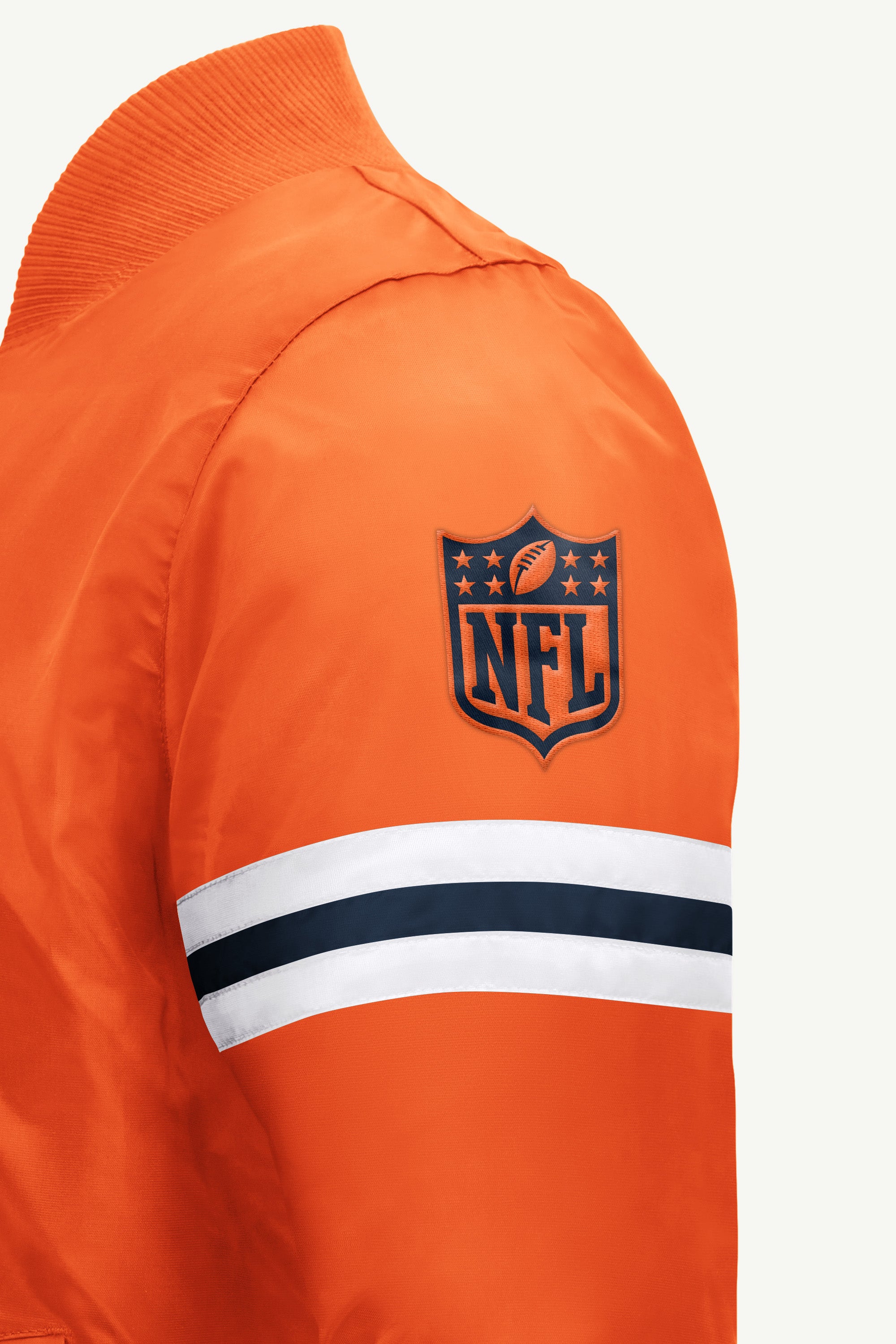 MENS DENVER BRONCOS STRIPE SLEEVE VARSITY JACKET View 4 | STARTER JACKETS MENS DENVER BRONCOS STRIPE SLEEVE VARSITY JACKET View 4 | STARTER JACKETS