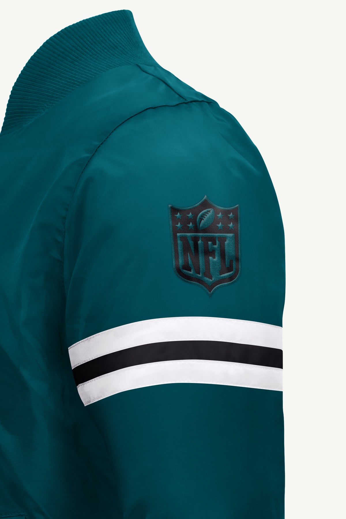 MENS PHILADELPHIA EAGLES STRIPE SLEEVE VARSITY JACKET View 4 MENS PHILADELPHIA EAGLES STRIPE SLEEVE VARSITY JACKET View 4