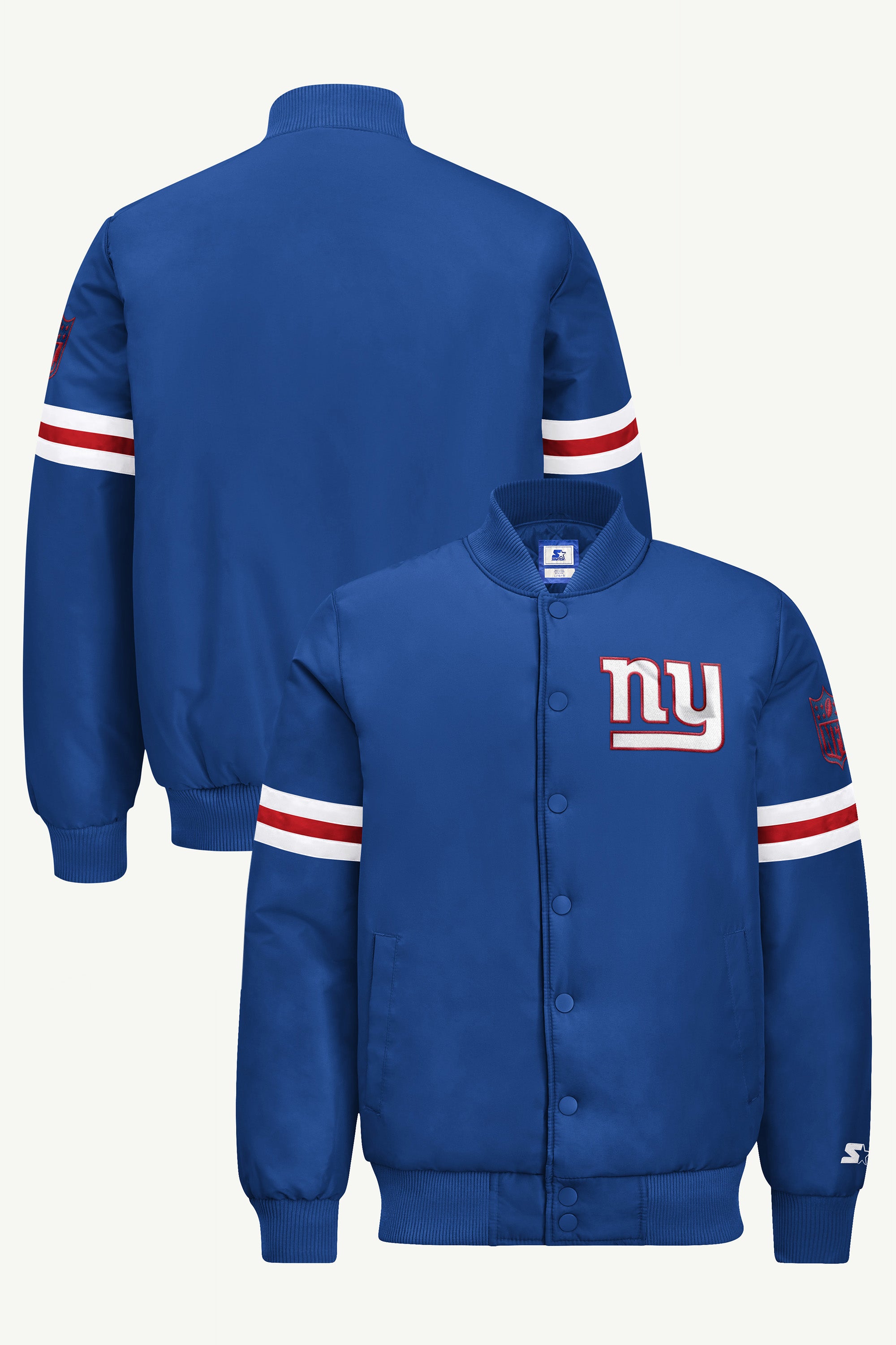 MENS NEW YORK GIANTS STRIPE SLEEVE VARSITY JACKET View 1 | STARTER JACKETS MENS NEW YORK GIANTS STRIPE SLEEVE VARSITY JACKET View 1 | STARTER JACKETS
