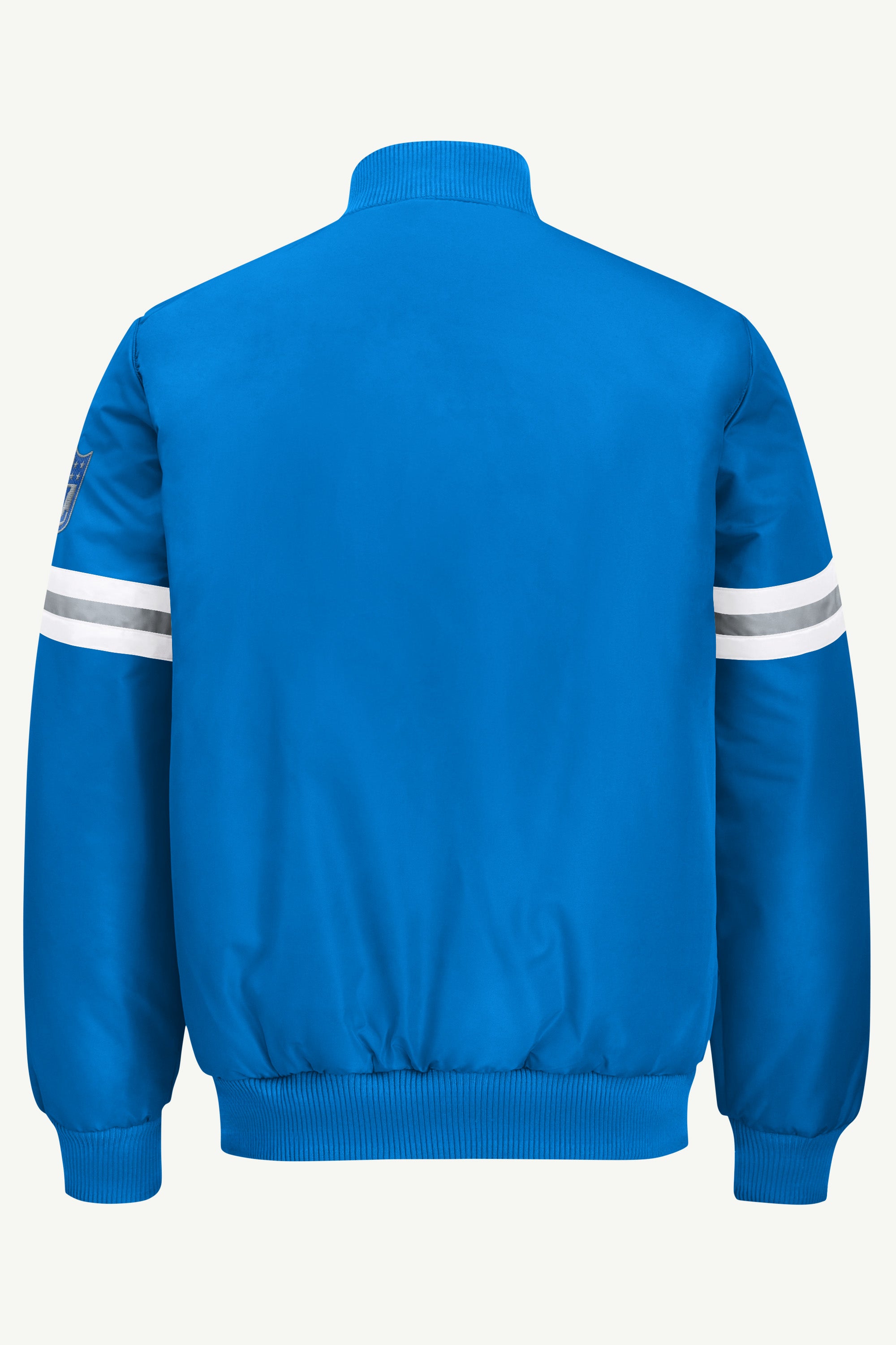 MENS DETROIT LIONS STRIPE SLEEVE VARSITY JACKET View 3 | STARTER JACKETS MENS DETROIT LIONS STRIPE SLEEVE VARSITY JACKET View 3 | STARTER JACKETS