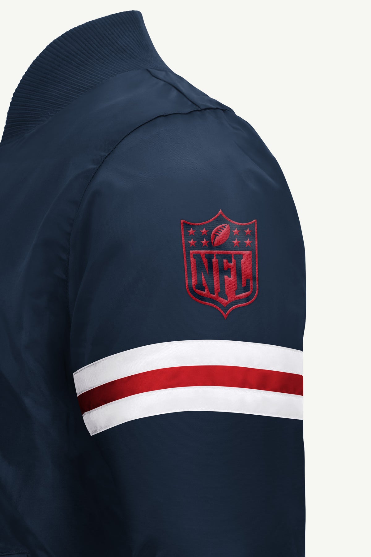 MENS NEW ENGLAND PATRIOTS STRIPE SLEEVE VARSITY JACKET View 4 MENS NEW ENGLAND PATRIOTS STRIPE SLEEVE VARSITY JACKET View 4