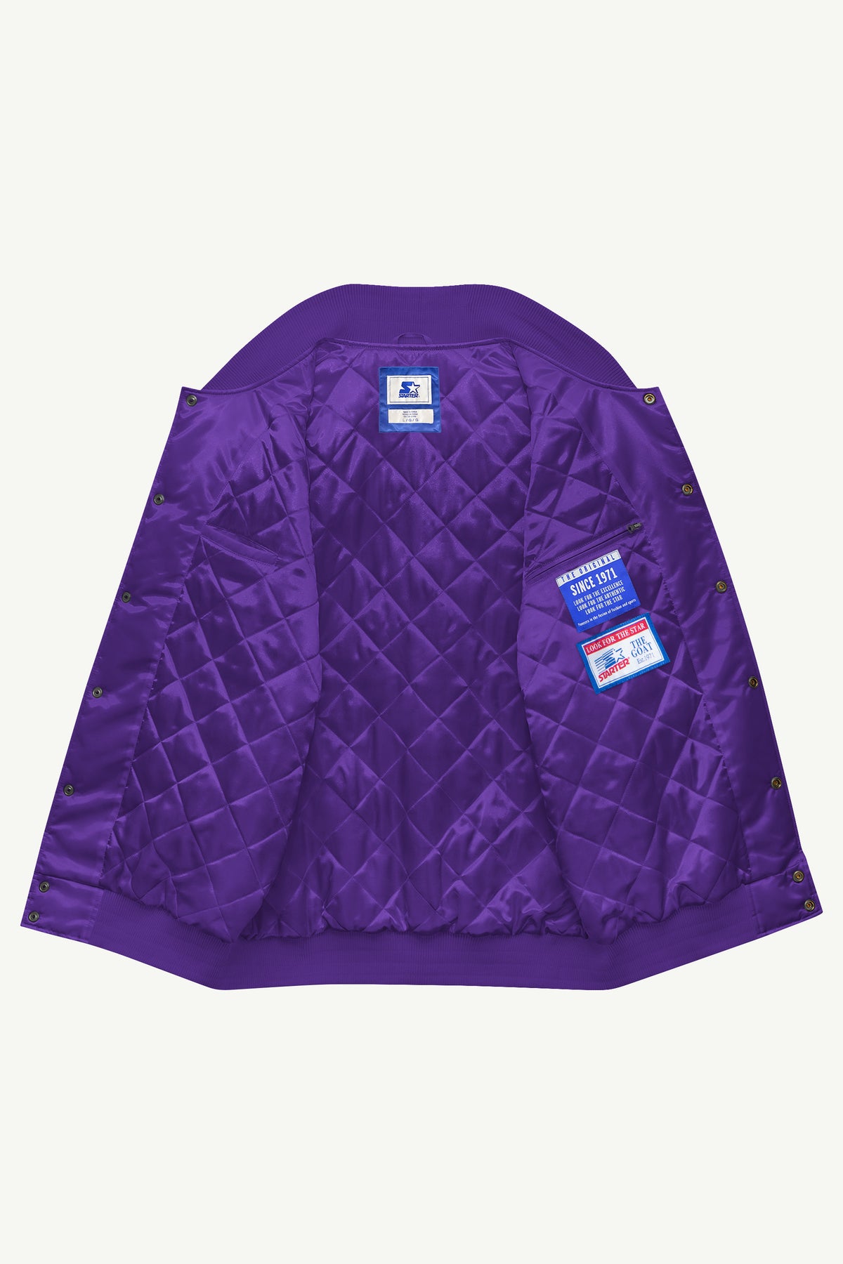 MENS MINNESOTA VIKINGS STRIPE SLEEVE VARSITY JACKET View 6 | STARTER JACKETS MENS MINNESOTA VIKINGS STRIPE SLEEVE VARSITY JACKET View 6 | STARTER JACKETS