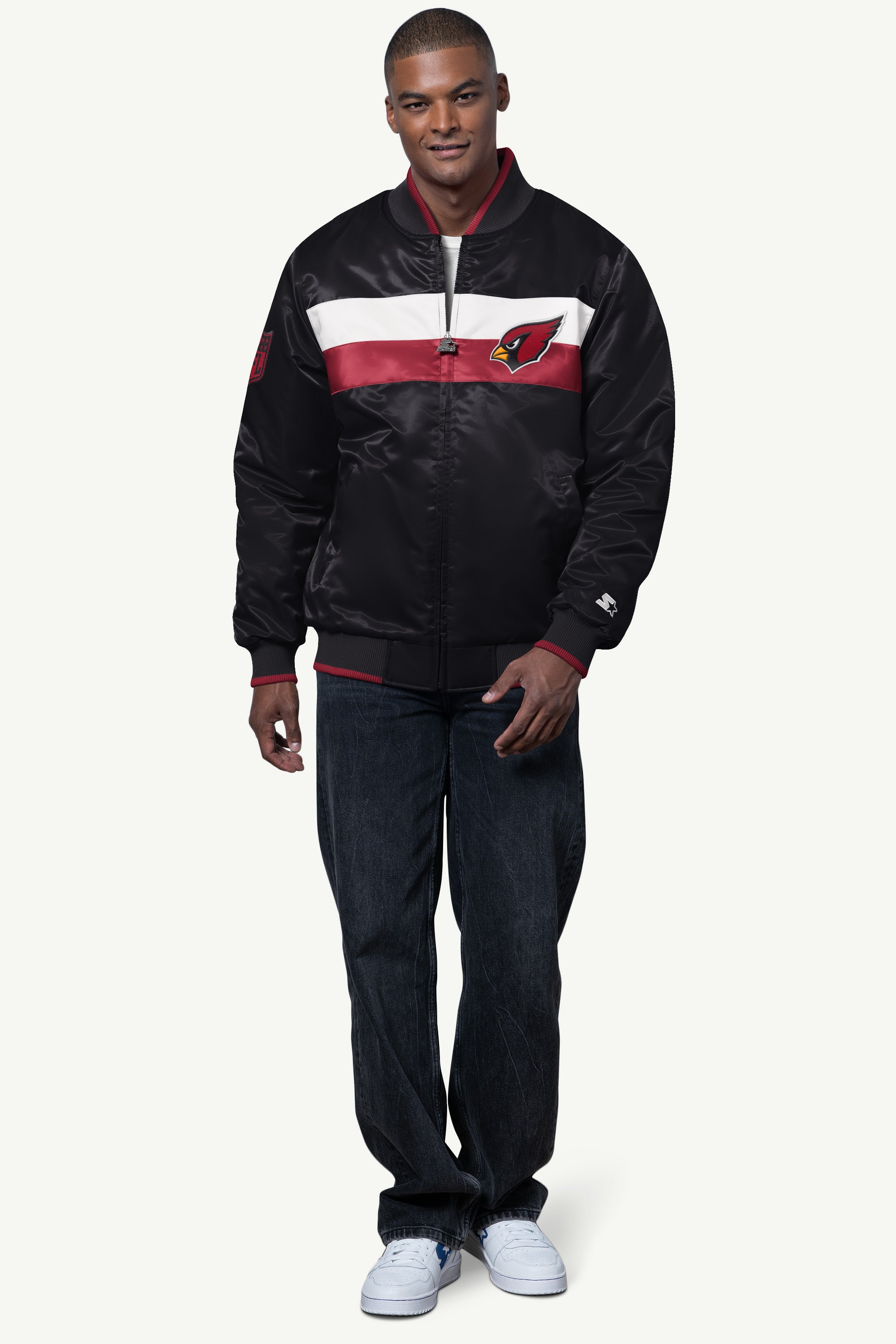 MENS ARIZONA CARDINALS AMBASSADOR SATIN VARSITY JACKET View 3 | STARTER CLASSICS MENS ARIZONA CARDINALS AMBASSADOR SATIN VARSITY JACKET View 3 | STARTER CLASSICS