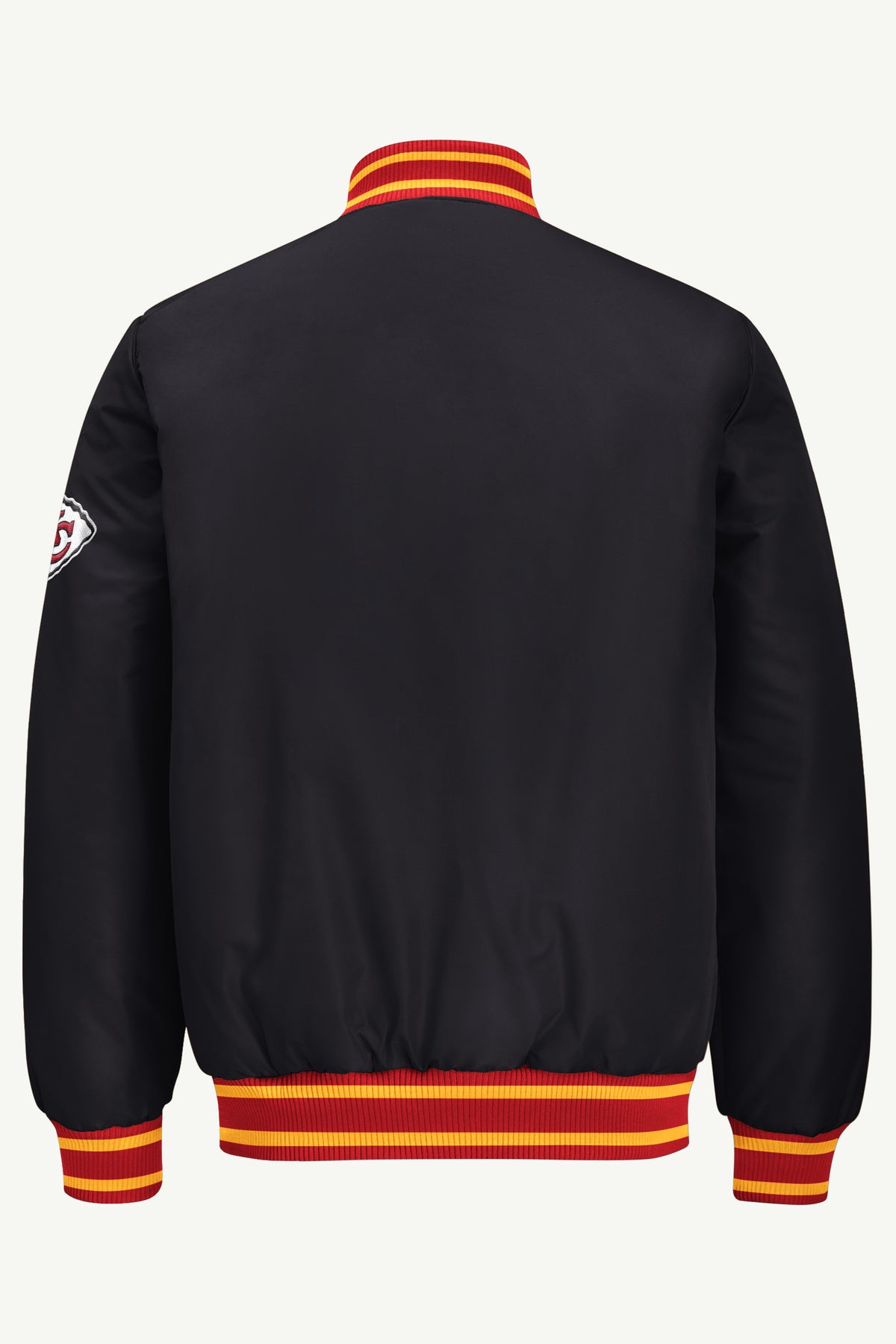 MENS KANSAS CITY CHIEFS ACROSS SATIN VARSITY JACKET View 3 MENS KANSAS CITY CHIEFS ACROSS SATIN VARSITY JACKET View 3
