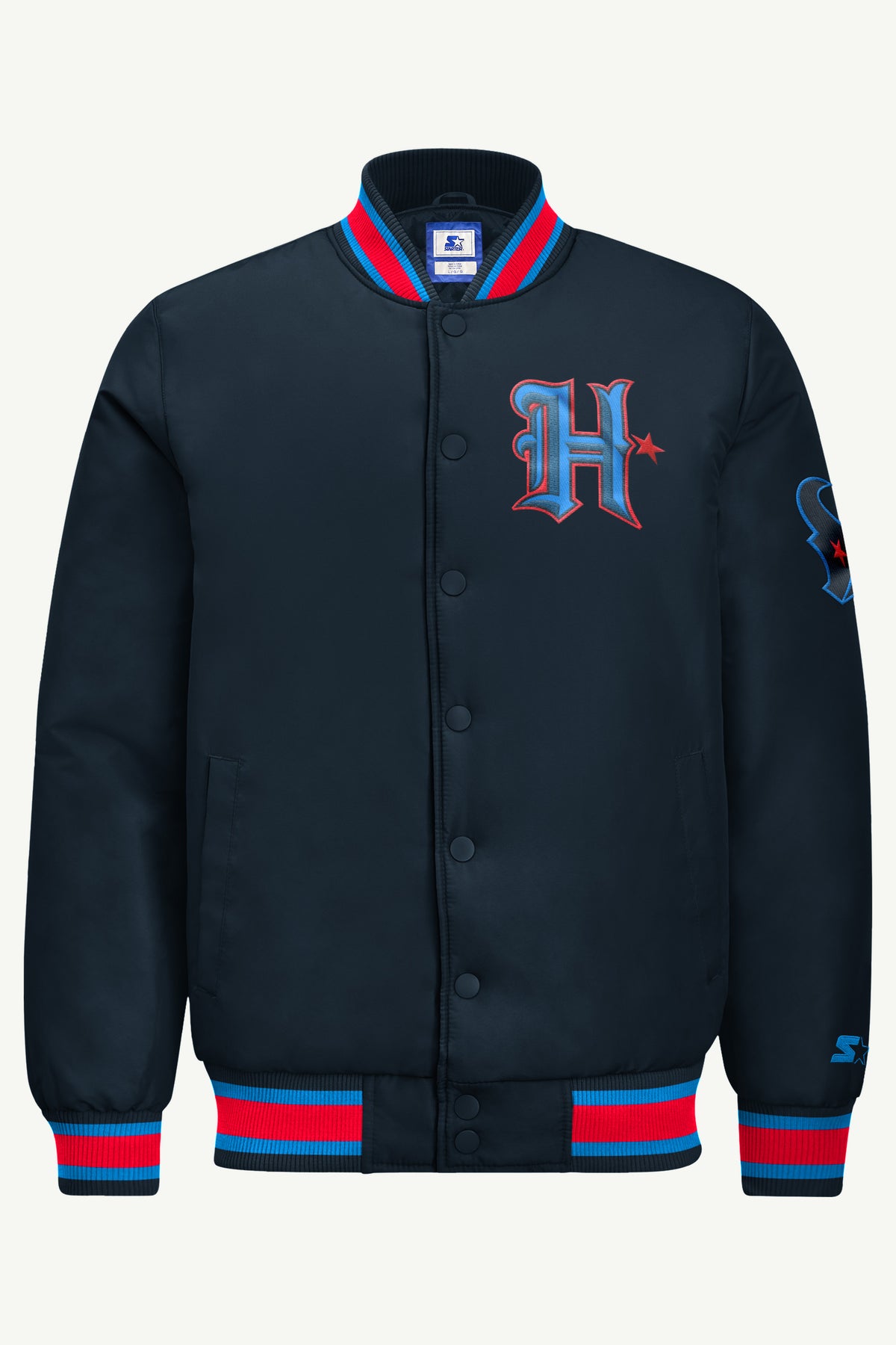 MENS HOUSTON TEXANS GAME DAY SATIN VARSITY JACKET View 2 MENS HOUSTON TEXANS GAME DAY SATIN VARSITY JACKET View 2