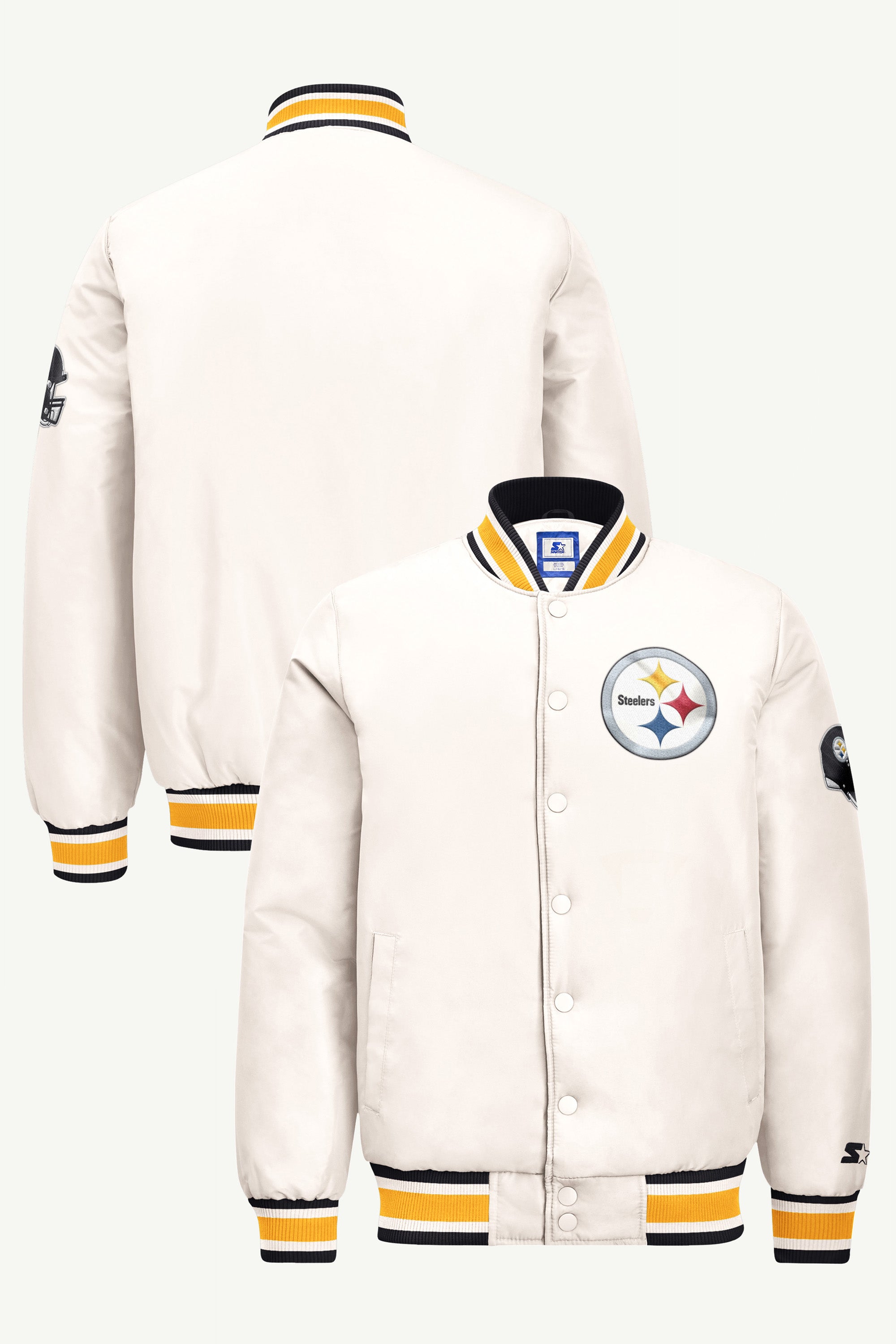 MENS PITTSBURGH STEELERS GAME DAY SATIN VARSITY JACKET View 1 | STARTER JACKETS MENS PITTSBURGH STEELERS GAME DAY SATIN VARSITY JACKET View 1 | STARTER JACKETS