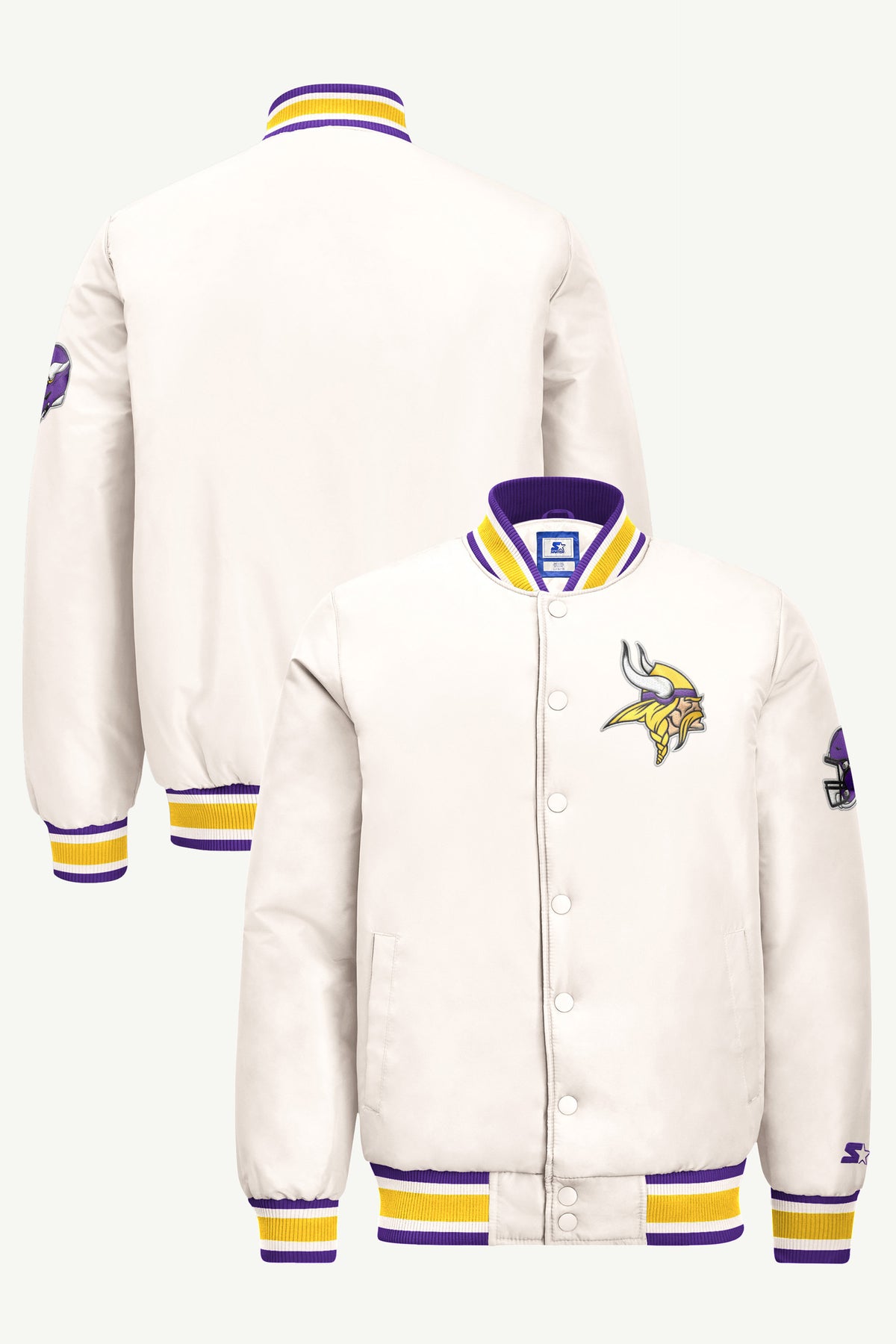 MENS MINNESOTA VIKINGS GAME DAY SATIN VARSITY JACKET View 1 | STARTER JACKETS MENS MINNESOTA VIKINGS GAME DAY SATIN VARSITY JACKET View 1 | STARTER JACKETS