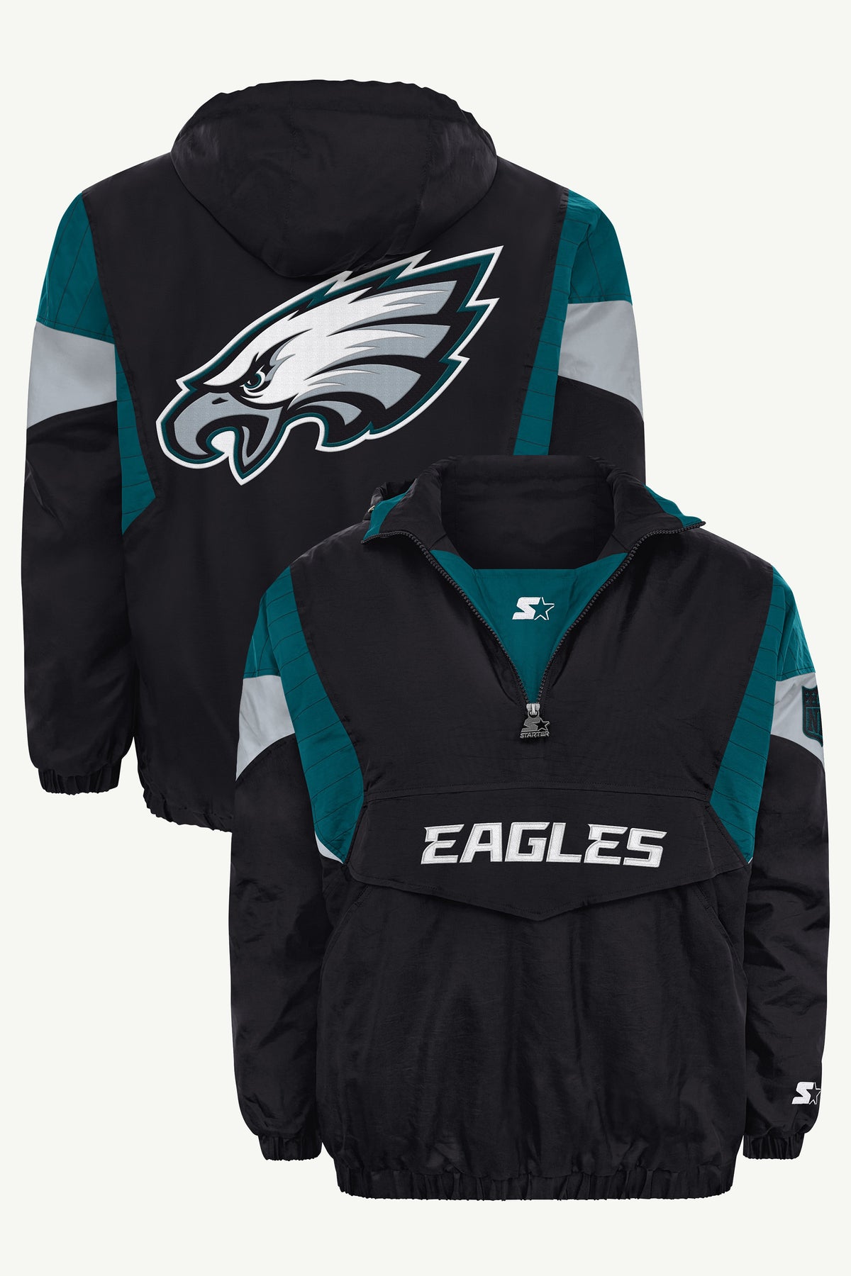 MENS PHILADELPHIA EAGLES BLACK BREAKAWAY JACKET View 1 MENS PHILADELPHIA EAGLES BLACK BREAKAWAY JACKET View 1