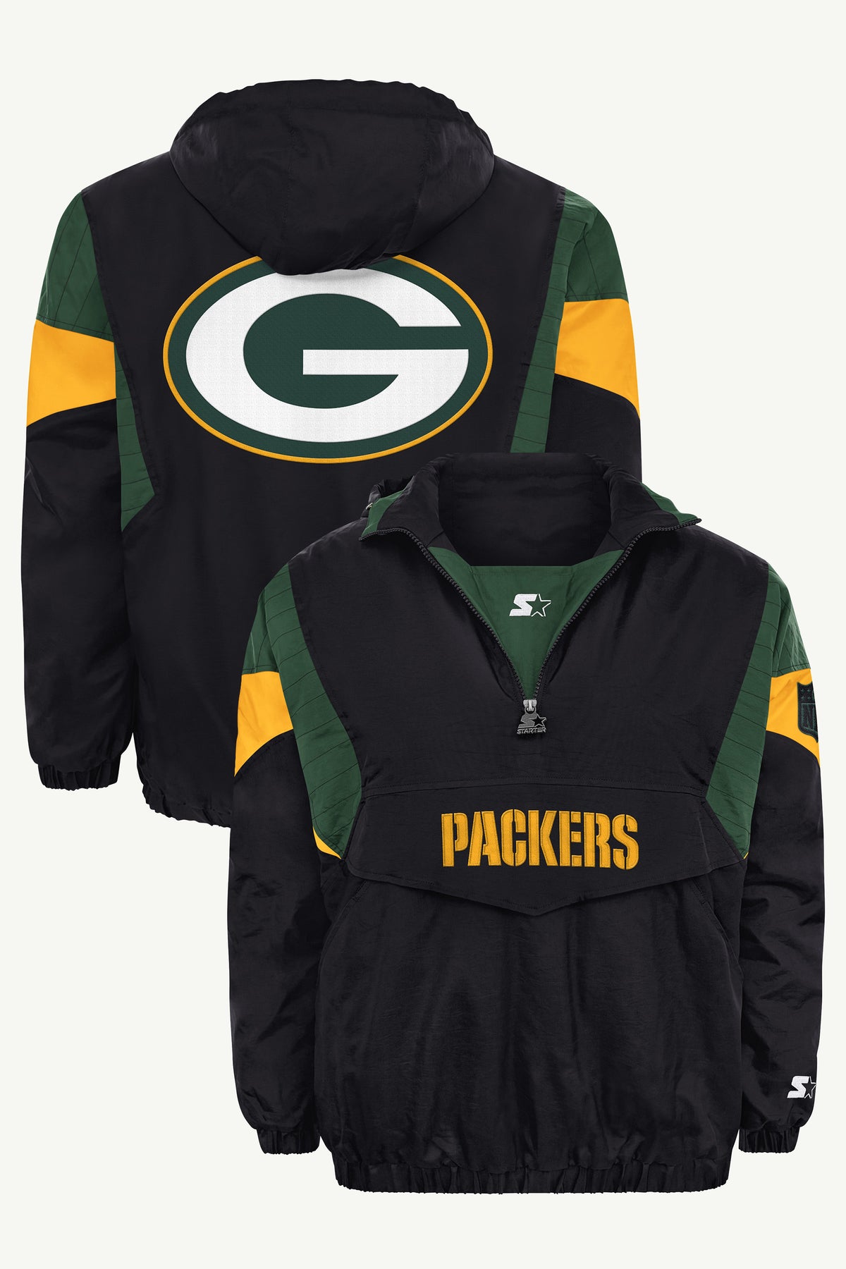 MENS GREEN BAY PACKERS BLACK BREAKAWAY JACKET View 1 MENS GREEN BAY PACKERS BLACK BREAKAWAY JACKET View 1