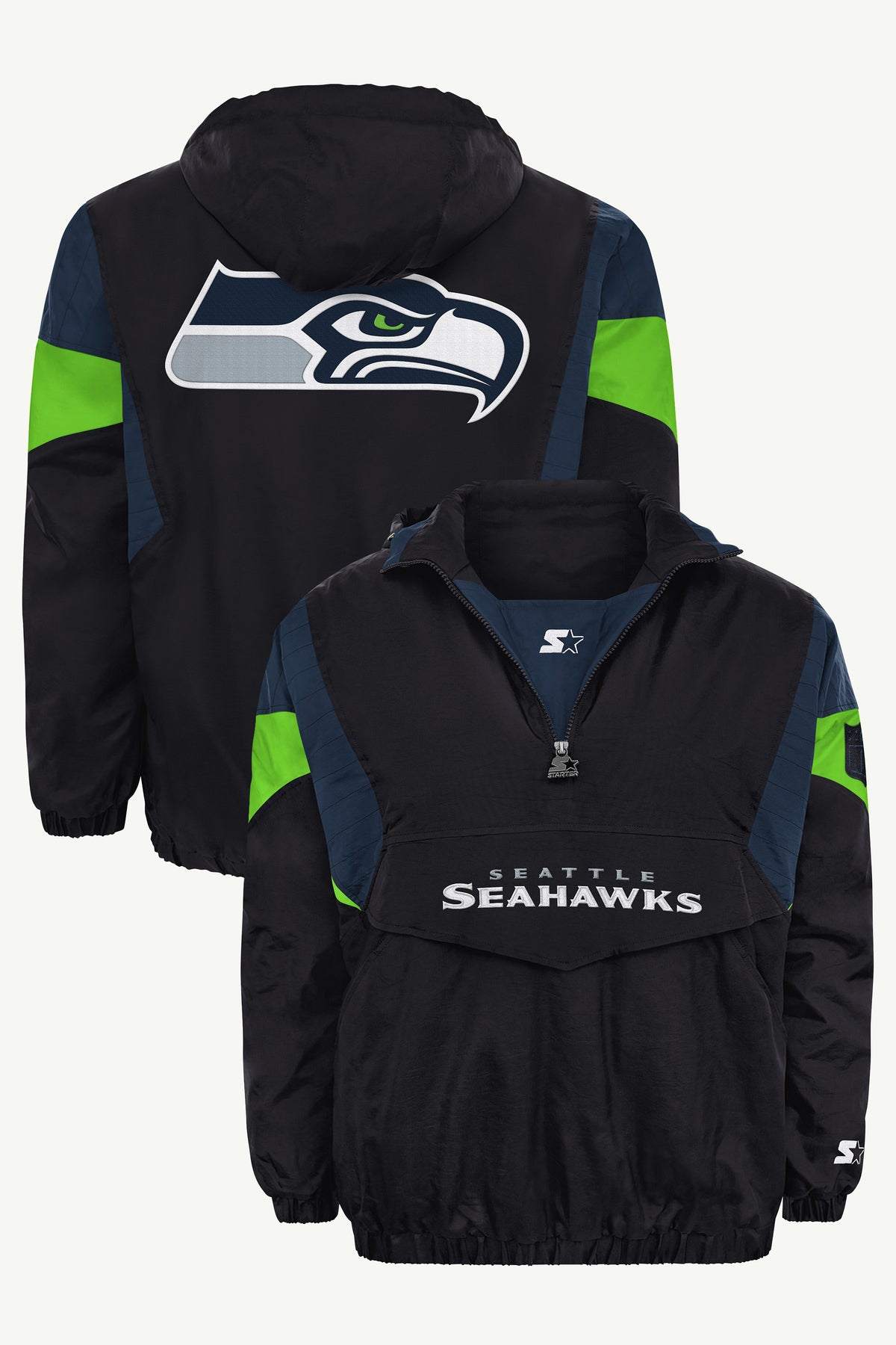 MENS SEATTLE SEAHAWKS BLACK BREAKAWAY JACKET View 1 MENS SEATTLE SEAHAWKS BLACK BREAKAWAY JACKET View 1