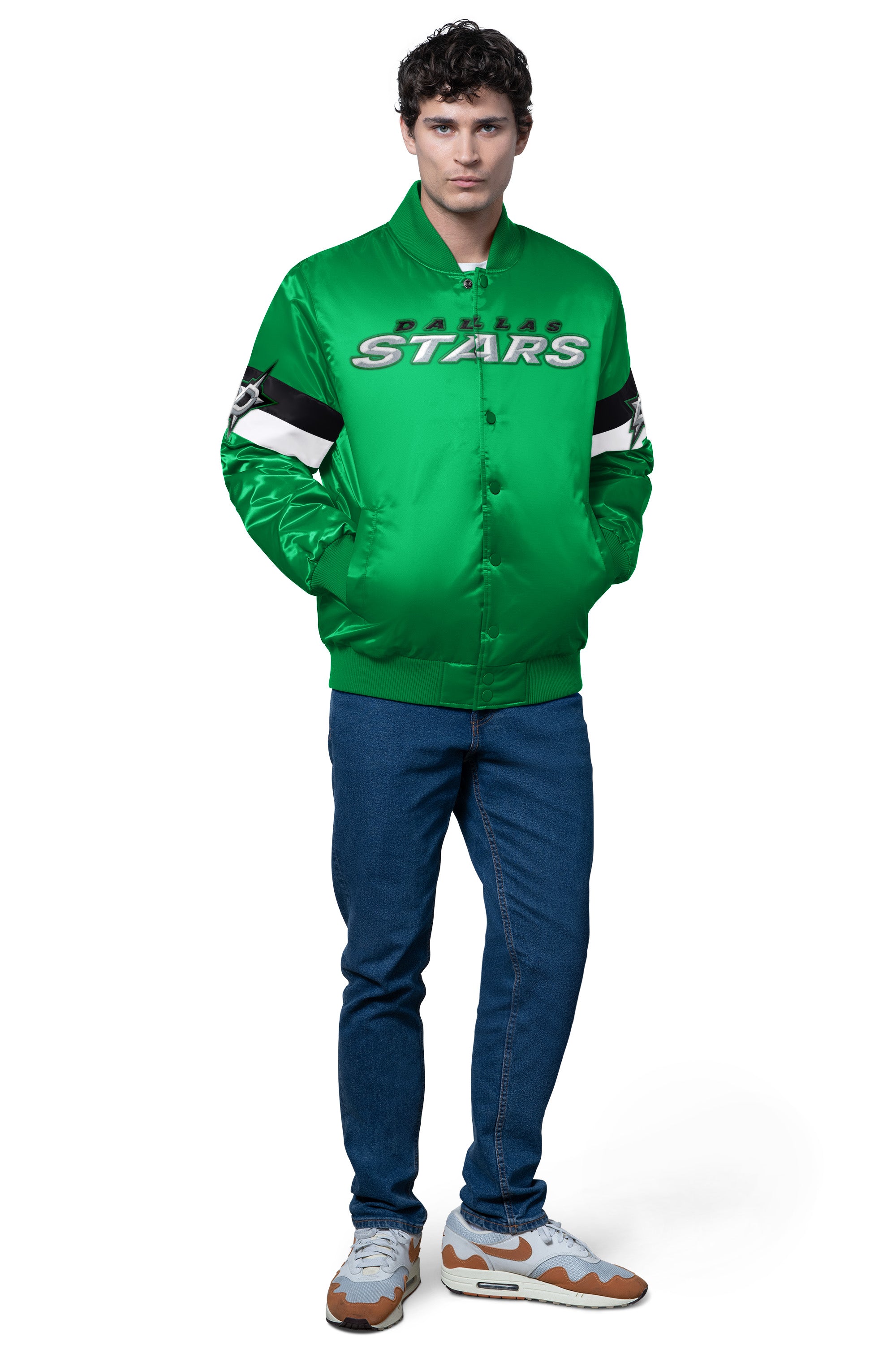 MENS DALLAS STARS TRIPLE OPTION SATIN VARSITY JACKET View 3 | Dallas Stars MENS DALLAS STARS TRIPLE OPTION SATIN VARSITY JACKET View 3 | Dallas Stars