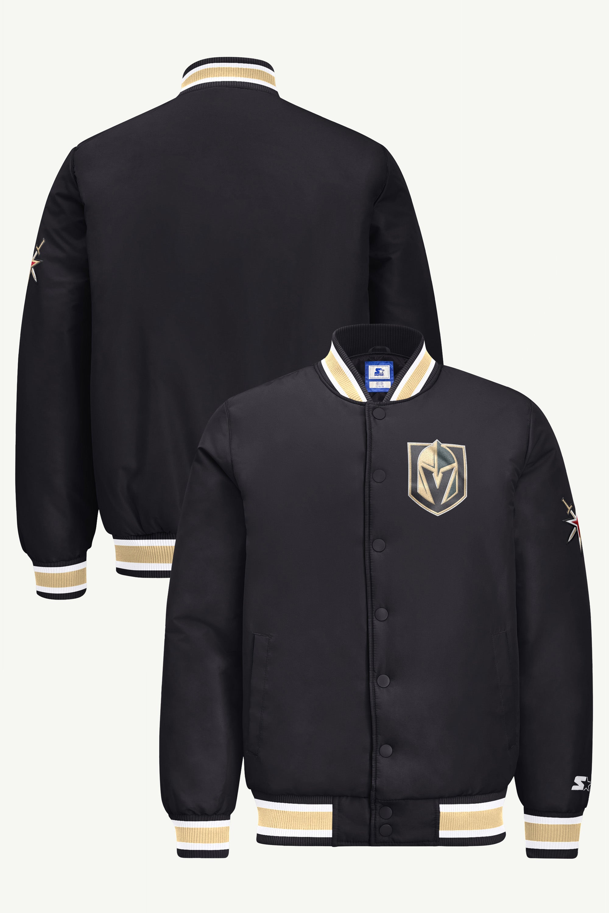 MENS VEGAS GOLDEN KNIGHTS GAME DAY SATIN VARSITY JACKET View 1 MENS VEGAS GOLDEN KNIGHTS GAME DAY SATIN VARSITY JACKET View 1