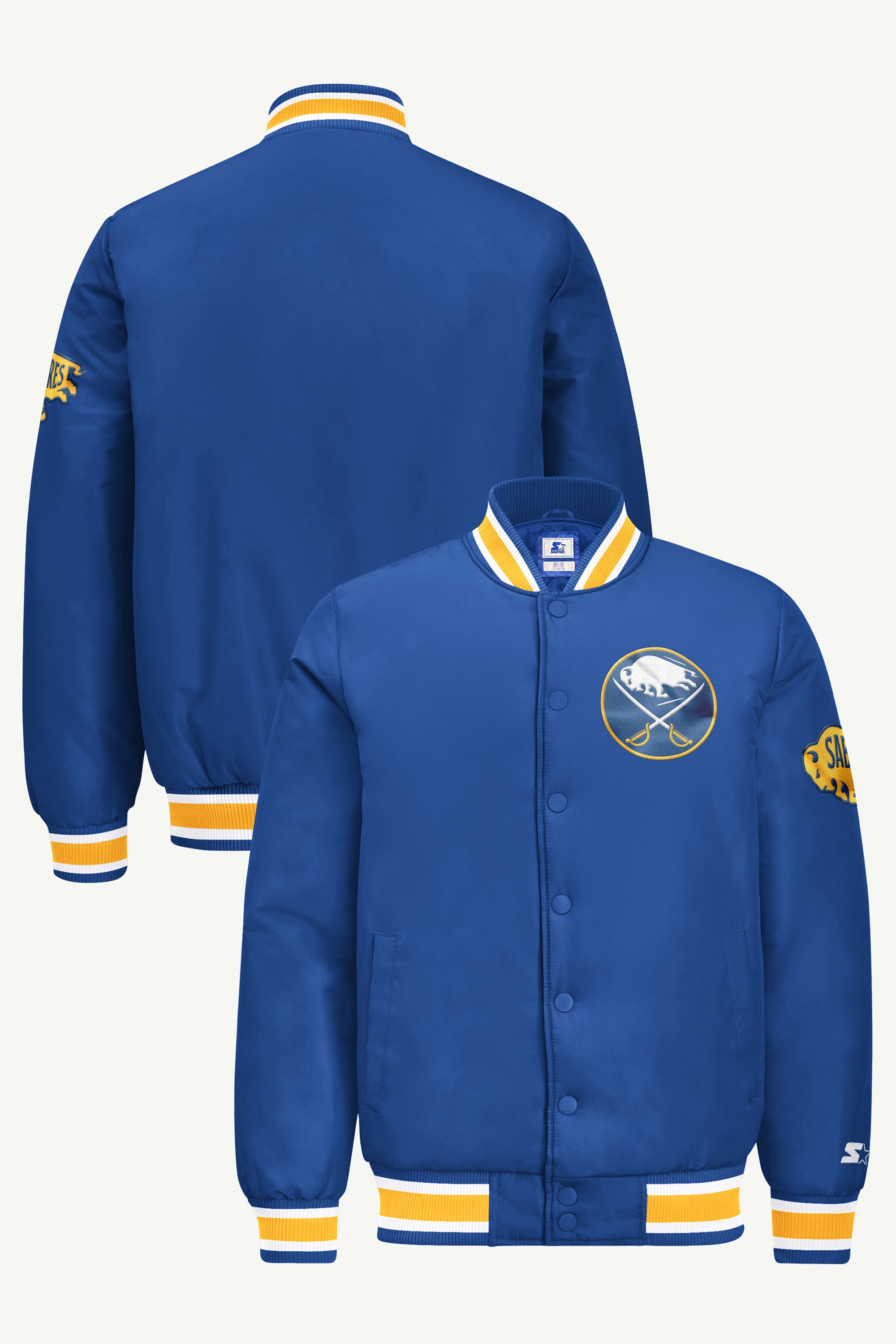 MENS BUFFALO SABRES GAME DAY SATIN VARSITY JACKET View 1 MENS BUFFALO SABRES GAME DAY SATIN VARSITY JACKET View 1
