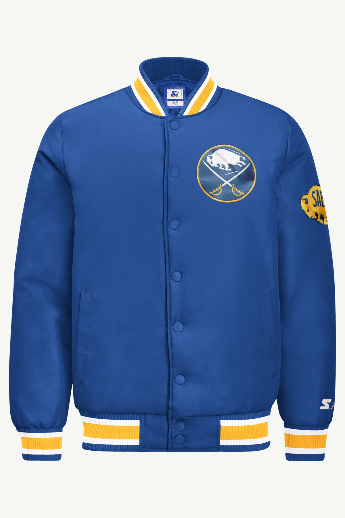 MENS BUFFALO SABRES GAME DAY SATIN VARSITY JACKET View 2 MENS BUFFALO SABRES GAME DAY SATIN VARSITY JACKET View 2