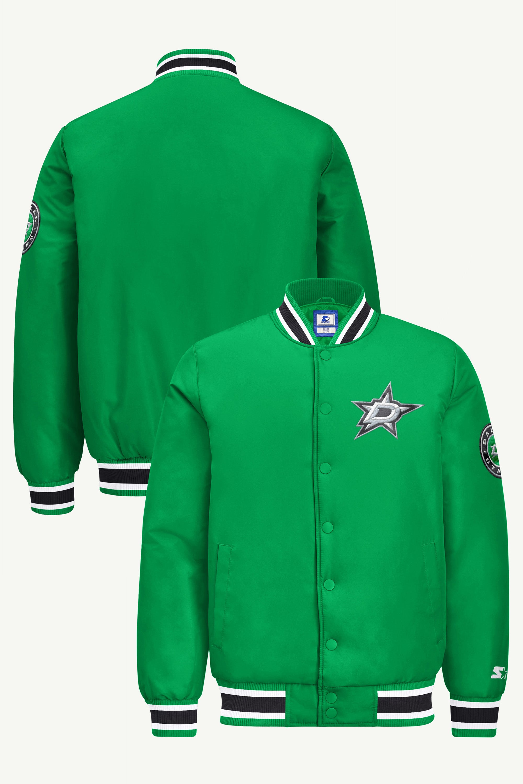 MENS DALLAS STARS GAME DAY SATIN VARSITY JACKET View 1 MENS DALLAS STARS GAME DAY SATIN VARSITY JACKET View 1