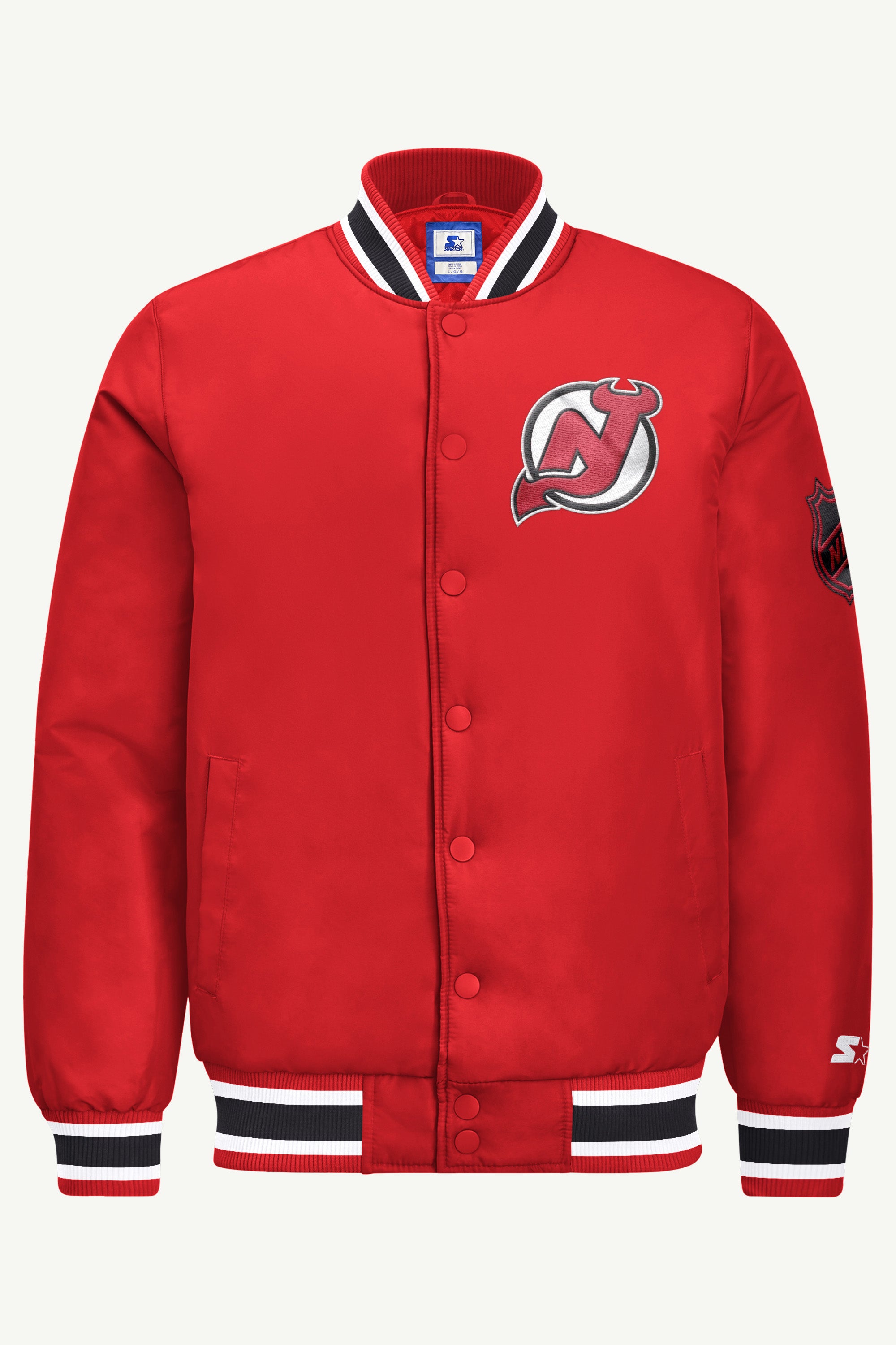 MENS NEW JERSEY DEVILS GAME DAY SATIN VARSITY JACKET View 2 MENS NEW JERSEY DEVILS GAME DAY SATIN VARSITY JACKET View 2