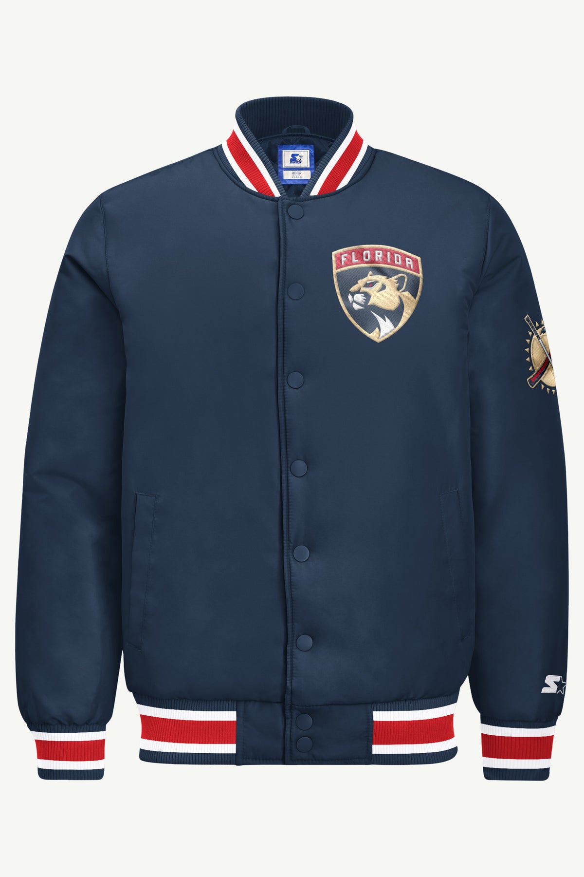 MENS FLORIDA PANTHERS GAME DAY SATIN VARSITY JACKET View 2 MENS FLORIDA PANTHERS GAME DAY SATIN VARSITY JACKET View 2