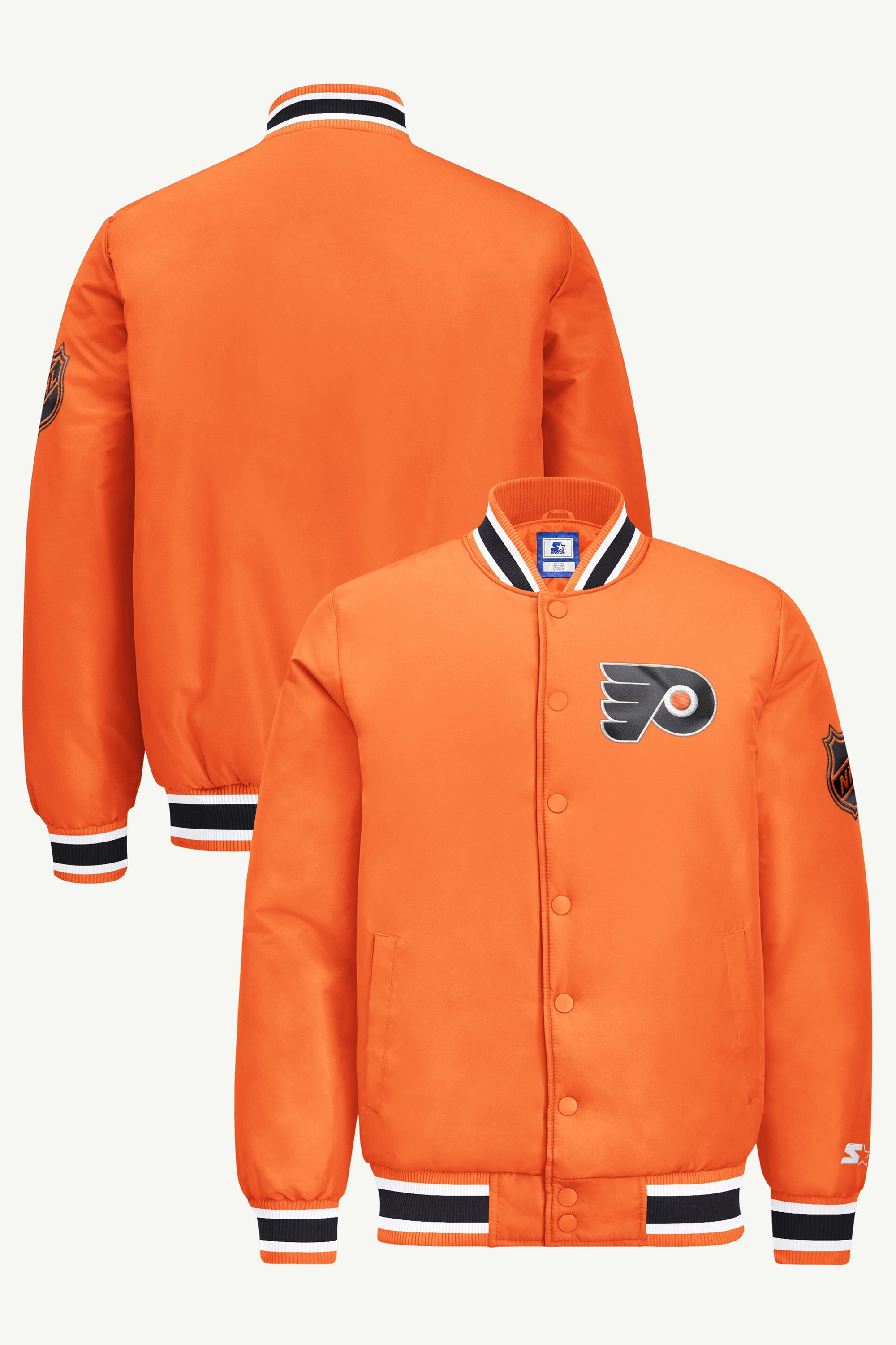 MENS PHILADELPHIA FLYERS GAME DAY SATIN VARSITY JACKET View 1 MENS PHILADELPHIA FLYERS GAME DAY SATIN VARSITY JACKET View 1