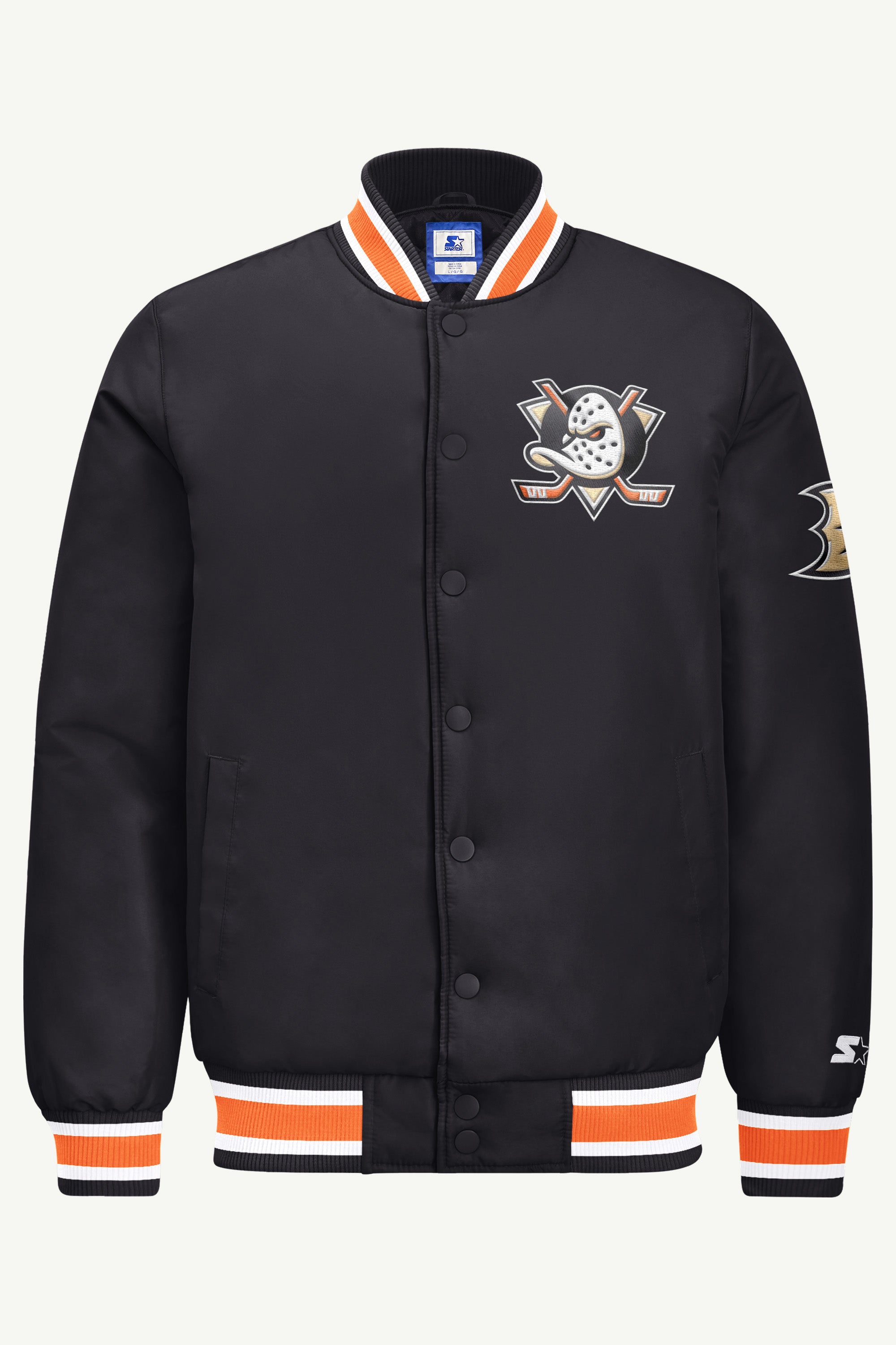 MENS MIGHTY DUCKS GAME DAY SATIN VARSITY JACKET View 2 MENS MIGHTY DUCKS GAME DAY SATIN VARSITY JACKET View 2