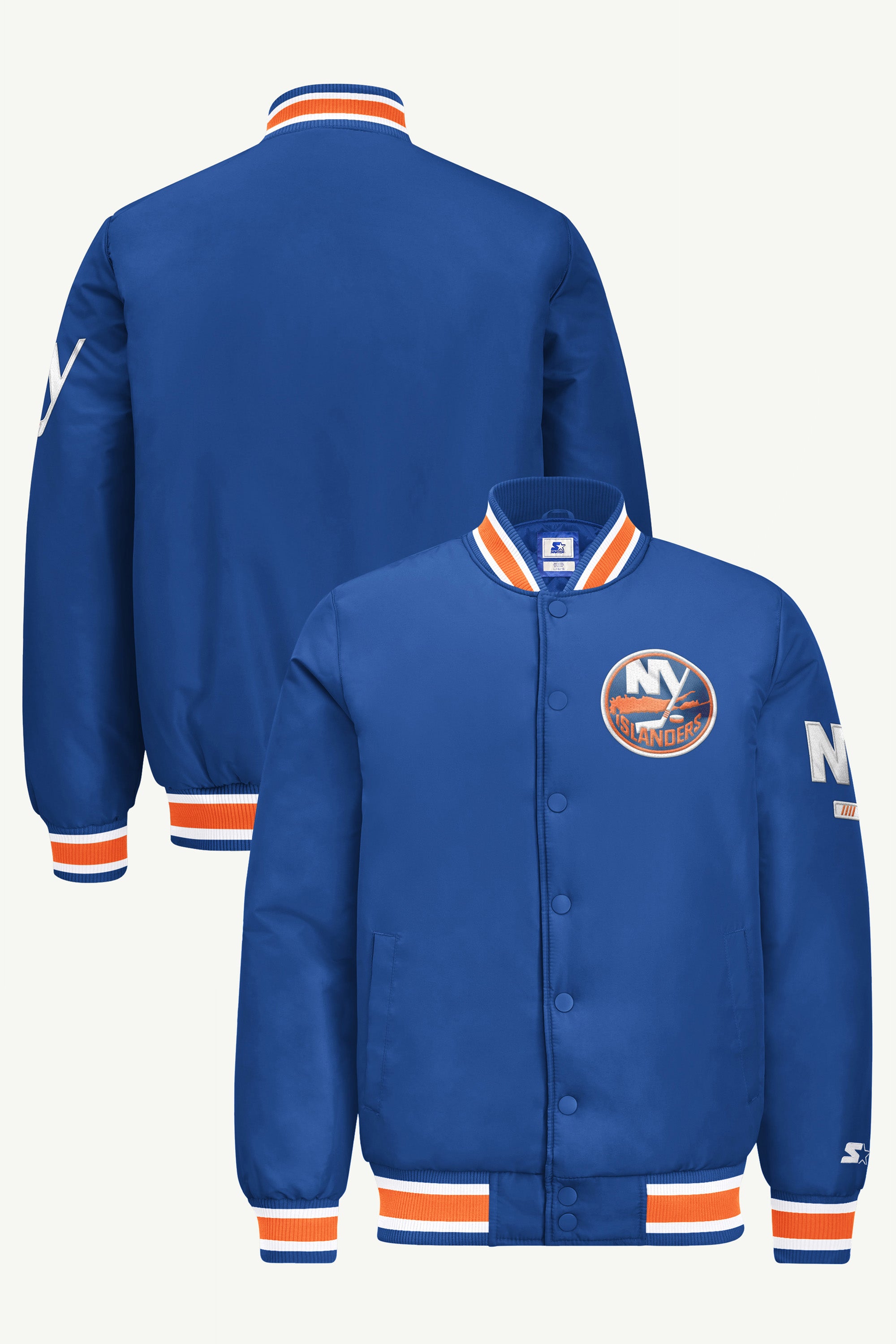 MENS NEW YORK ISLANDERS GAME DAY SATIN VARSITY JACKET View 1 MENS NEW YORK ISLANDERS GAME DAY SATIN VARSITY JACKET View 1
