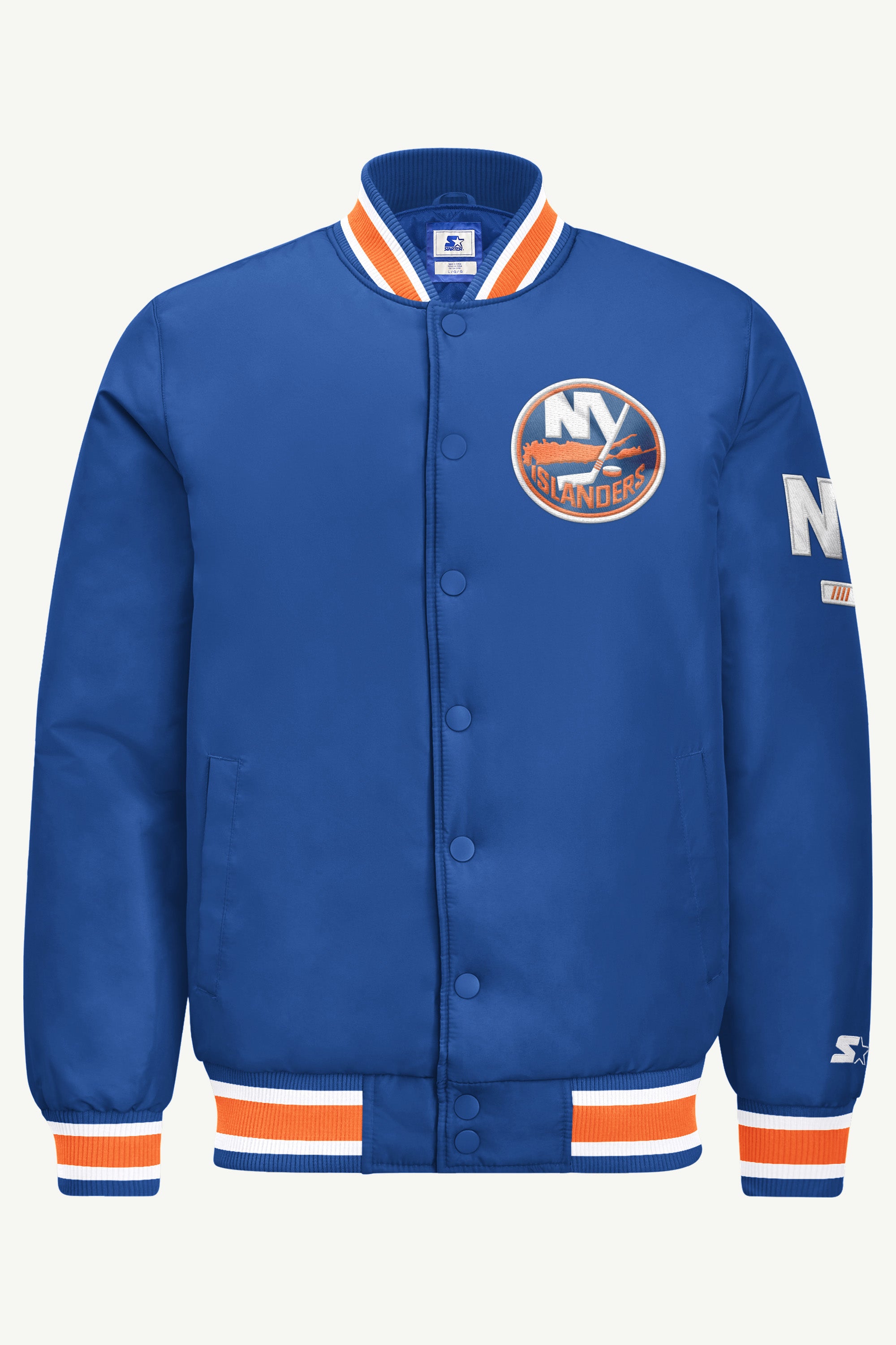 MENS NEW YORK ISLANDERS GAME DAY SATIN VARSITY JACKET View 2 MENS NEW YORK ISLANDERS GAME DAY SATIN VARSITY JACKET View 2
