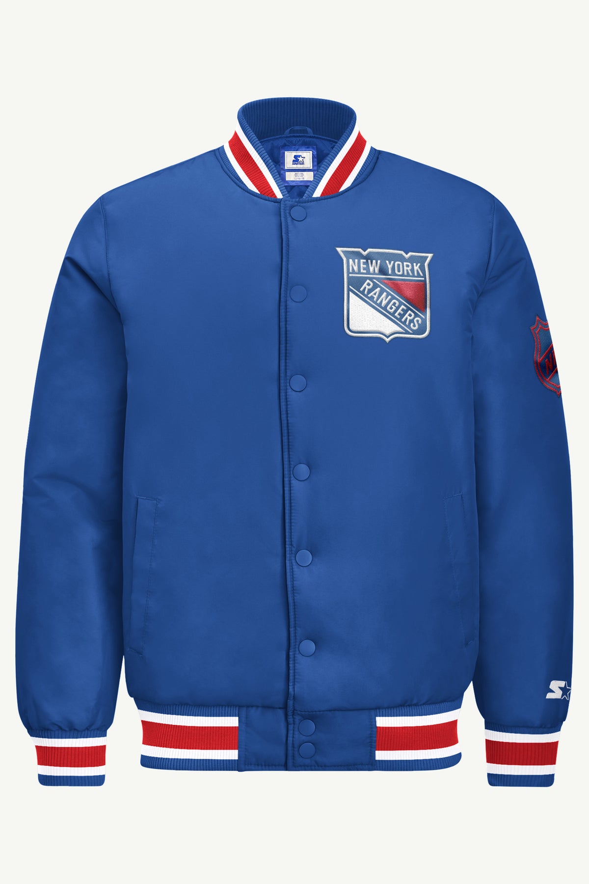 MENS NEW YORK RANGERS GAME DAY SATIN VARSITY JACKET View 2 MENS NEW YORK RANGERS GAME DAY SATIN VARSITY JACKET View 2