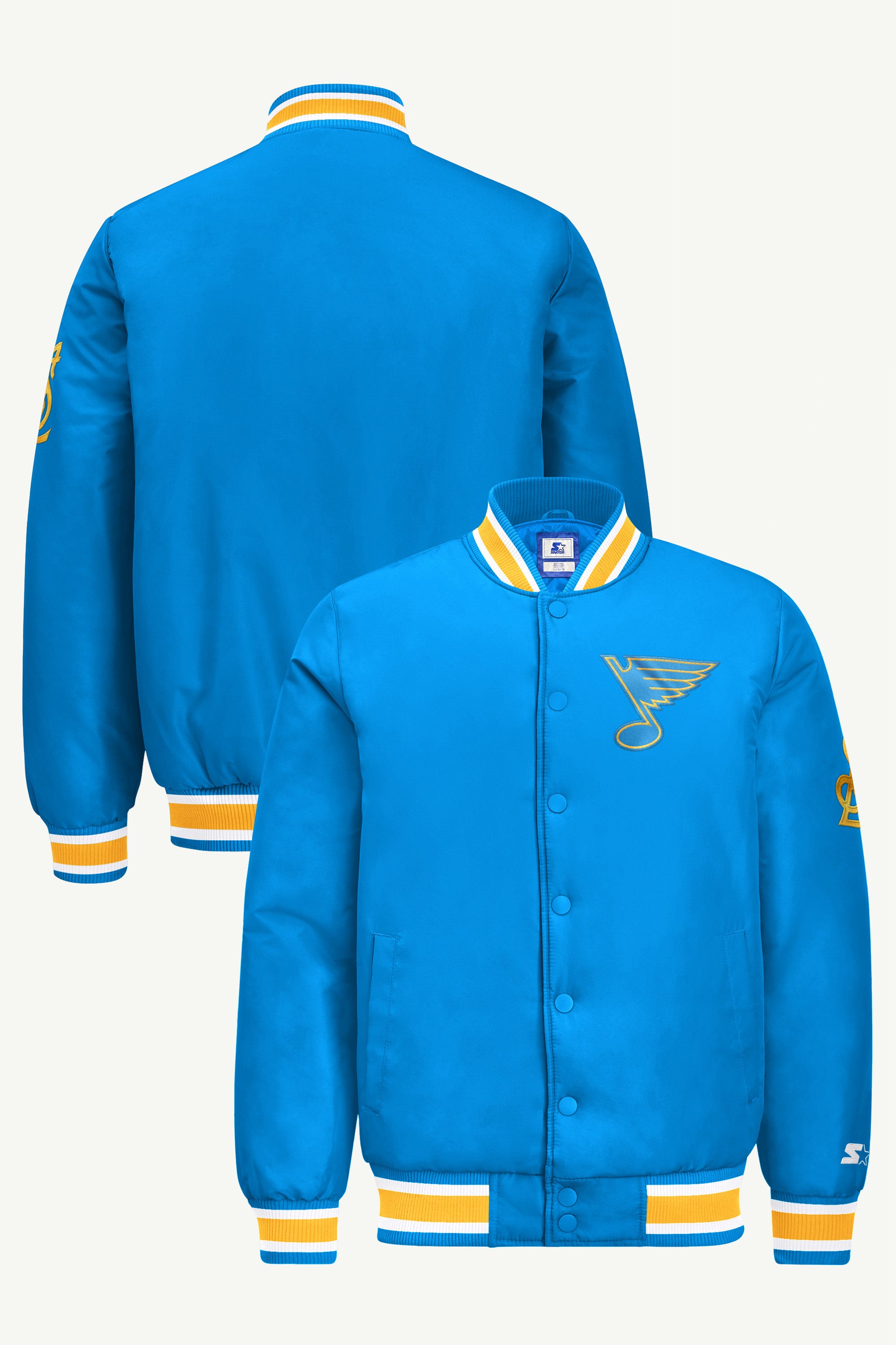 MENS ST. LOUIS BLUES GAME DAY SATIN VARSITY JACKET View 1 MENS ST. LOUIS BLUES GAME DAY SATIN VARSITY JACKET View 1