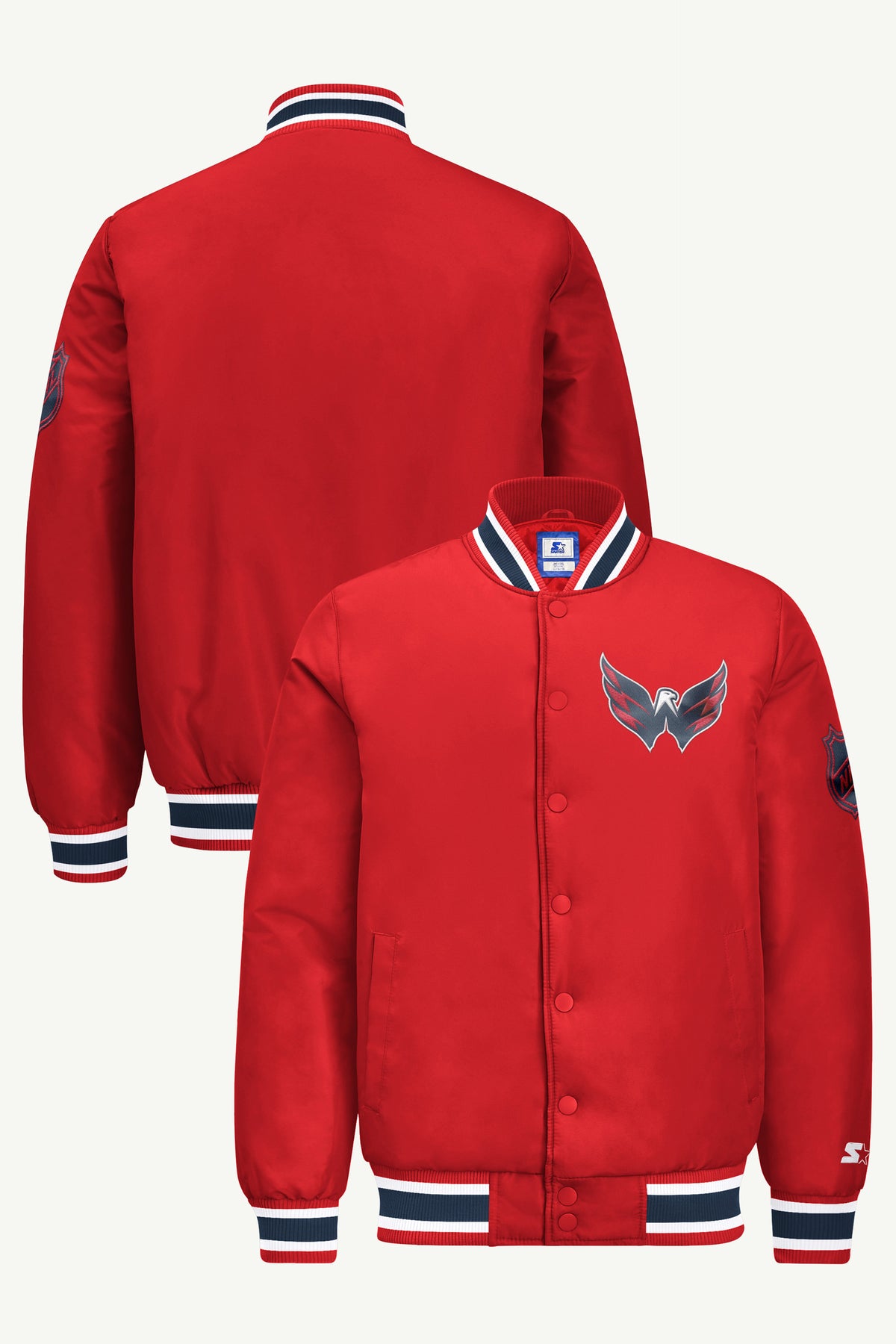 MENS WASHINGTON CAPITALS GAME DAY SATIN VARSITY JACKET View 1 MENS WASHINGTON CAPITALS GAME DAY SATIN VARSITY JACKET View 1