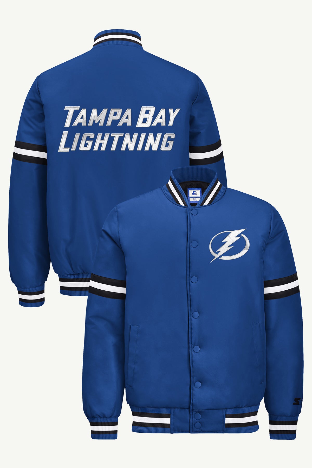 MENS TAMPA BAY LIGHTNING COURTSIDE SATIN VARSITY JACKET View 1 MENS TAMPA BAY LIGHTNING COURTSIDE SATIN VARSITY JACKET View 1