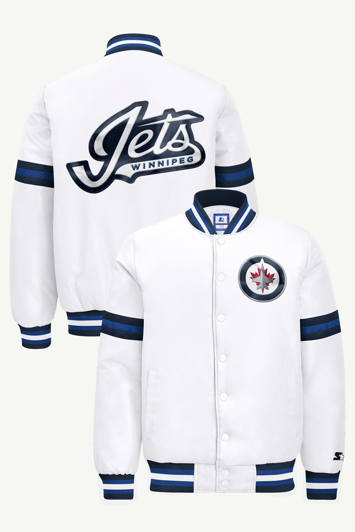 MENS WINNIPEG JETS COURTSIDE SATIN VARSITY JACKET View 1 MENS WINNIPEG JETS COURTSIDE SATIN VARSITY JACKET View 1