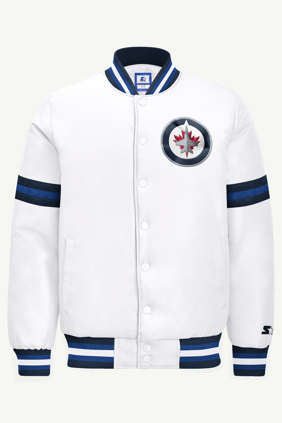 MENS WINNIPEG JETS COURTSIDE SATIN VARSITY JACKET View 2 MENS WINNIPEG JETS COURTSIDE SATIN VARSITY JACKET View 2