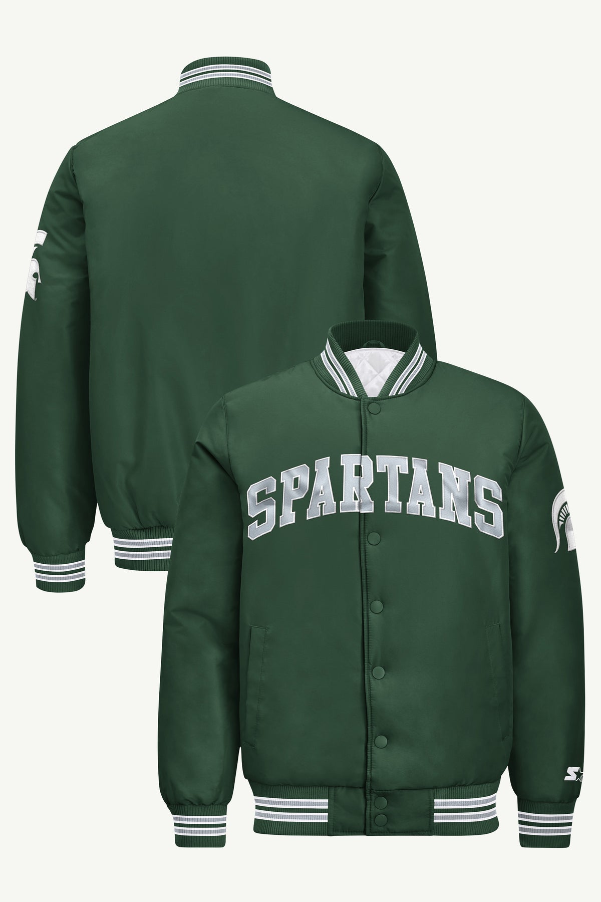 MENS MICHIGAN STATE SPARTANS SATIN VARSITY JACKET View 1 | New Arrivals MENS MICHIGAN STATE SPARTANS SATIN VARSITY JACKET View 1 | New Arrivals