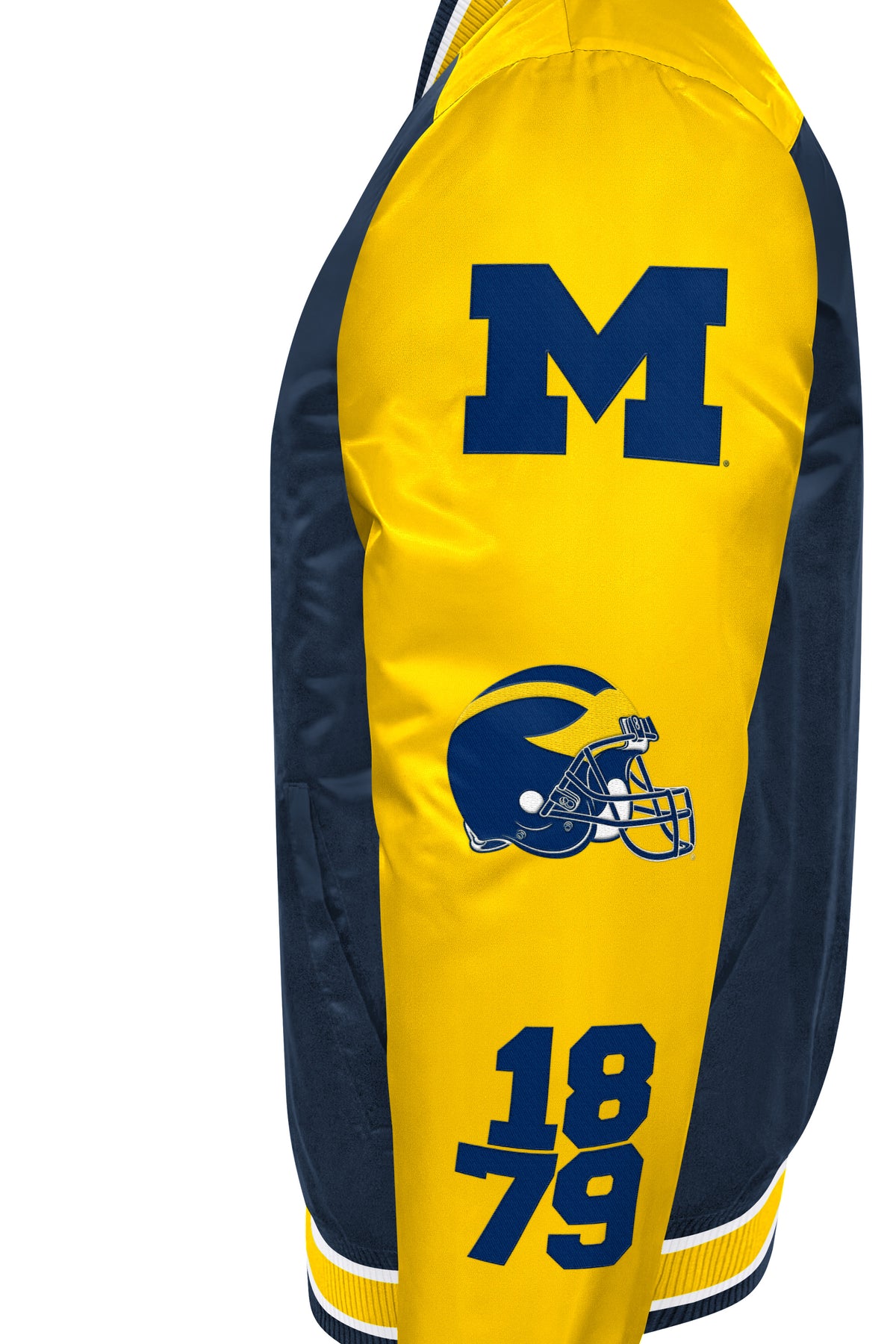MENS MICHIGAN WOLVERINES BIG FAN SATIN VARSITY JACKET View 4 MENS MICHIGAN WOLVERINES BIG FAN SATIN VARSITY JACKET View 4