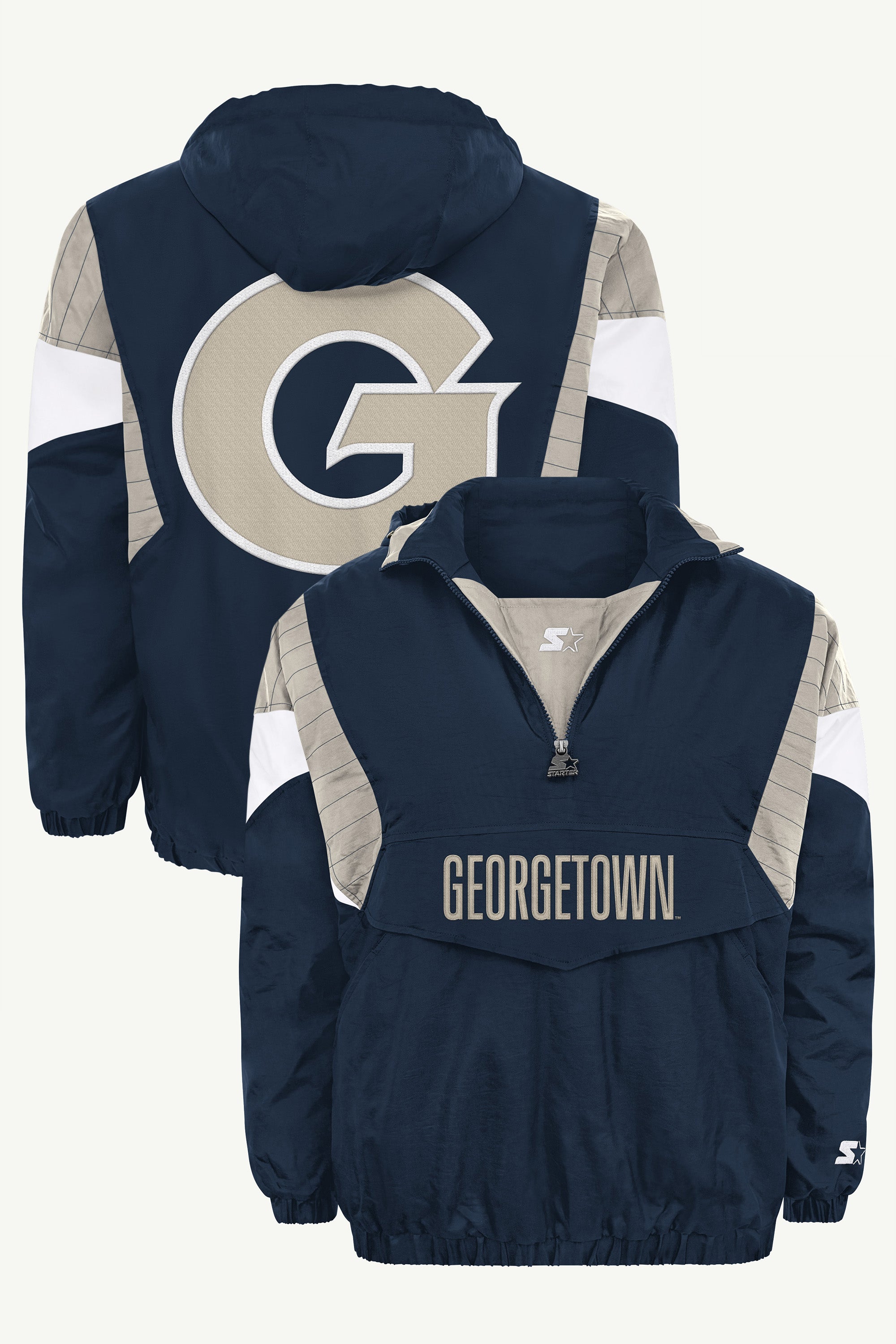 MENS GEORGETOWN HOYAS THROWBACK HALF ZIP HOODED JACKET View 1 MENS GEORGETOWN HOYAS THROWBACK HALF ZIP HOODED JACKET View 1