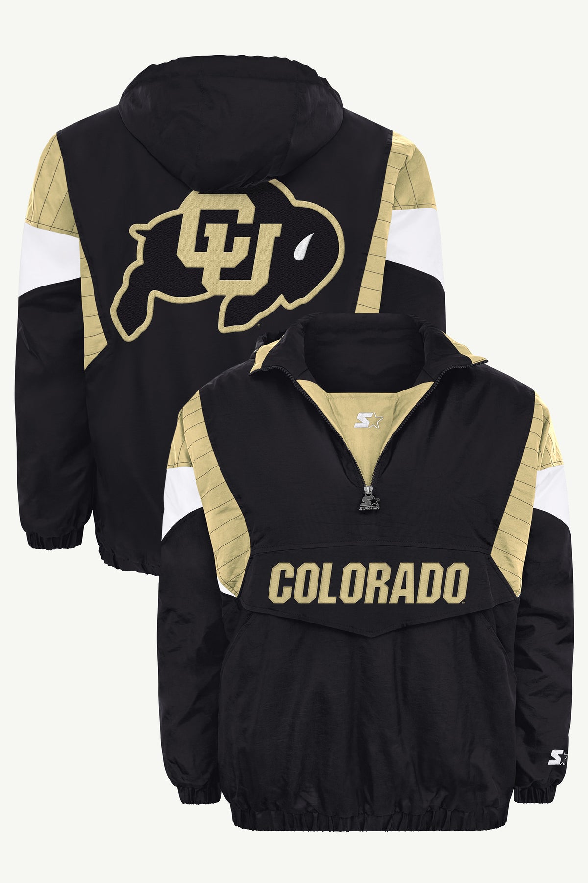MENS COLORADO BUFFALOES THROWBACK HALF ZIP HOODED JACKET View 1 MENS COLORADO BUFFALOES THROWBACK HALF ZIP HOODED JACKET View 1