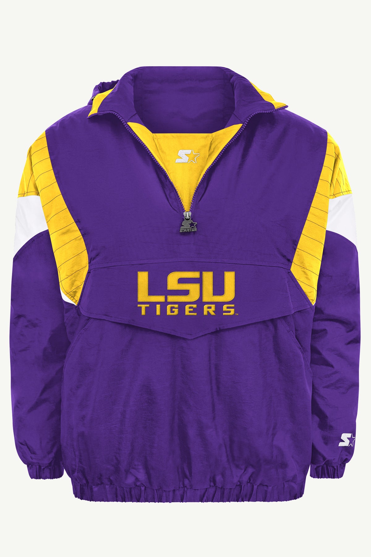 MENS LOUISIANA STATE TIGERS THROWBACK HALF ZIP HOODED JACKET View 2 MENS LOUISIANA STATE TIGERS THROWBACK HALF ZIP HOODED JACKET View 2