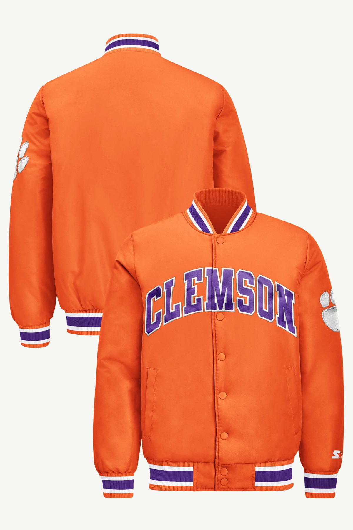 MENS CLEMSON TIGERS ACROSS SATIN VARSITY JACKET View 1 MENS CLEMSON TIGERS ACROSS SATIN VARSITY JACKET View 1