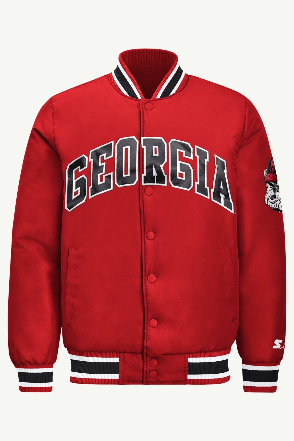 MENS GEORGIA BULLDOGS ACROSS SATIN VARSITY JACKET View 2 | Men's Starter Jackets MENS GEORGIA BULLDOGS ACROSS SATIN VARSITY JACKET View 2 | Men's Starter Jackets
