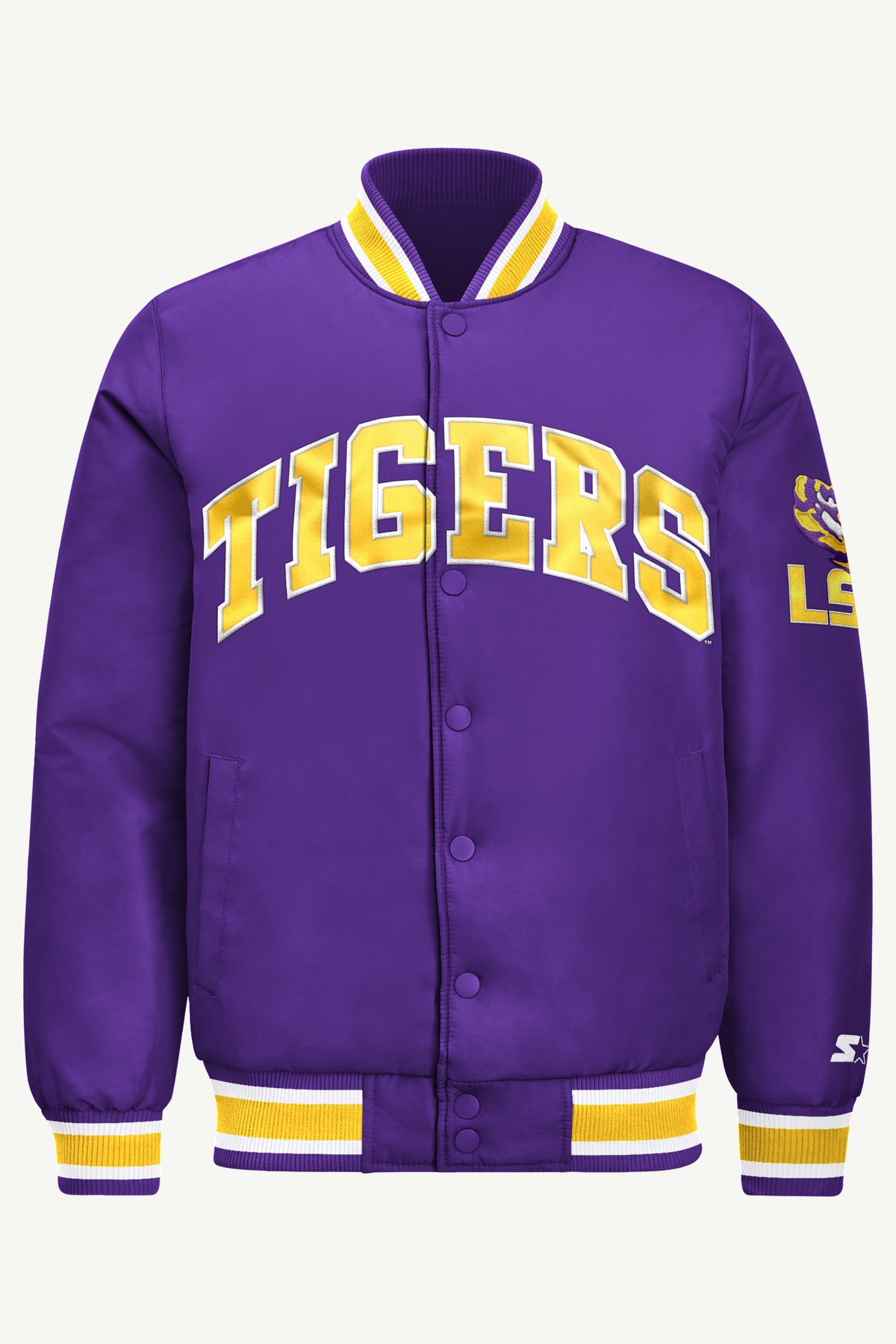 MENS LOUISIANA STATE TIGERS ACROSS SATIN VARSITY JACKET View 2 | Men's Starter Jackets MENS LOUISIANA STATE TIGERS ACROSS SATIN VARSITY JACKET View 2 | Men's Starter Jackets