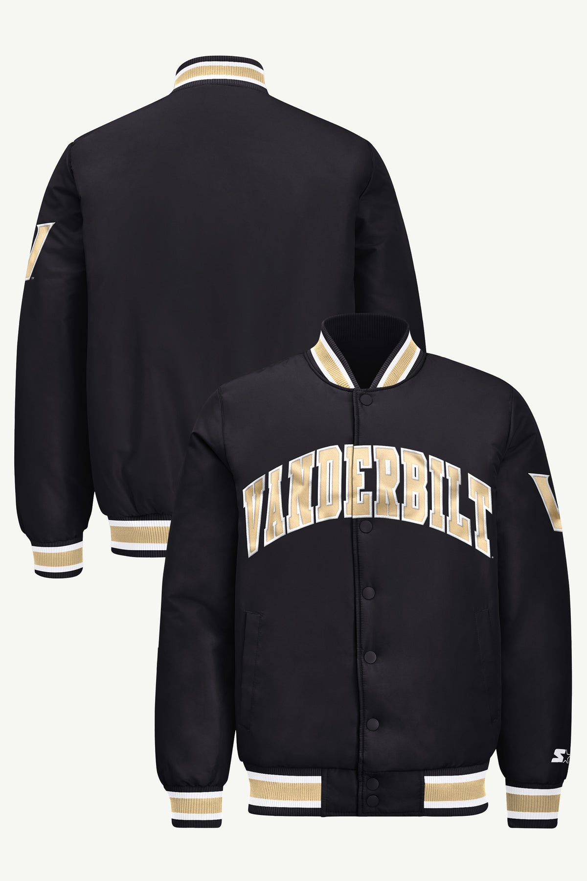 MENS VANDERBILT COMMODORES ACROSS SATIN VARSITY JACKET View 1 | Men's Starter Jackets MENS VANDERBILT COMMODORES ACROSS SATIN VARSITY JACKET View 1 | Men's Starter Jackets