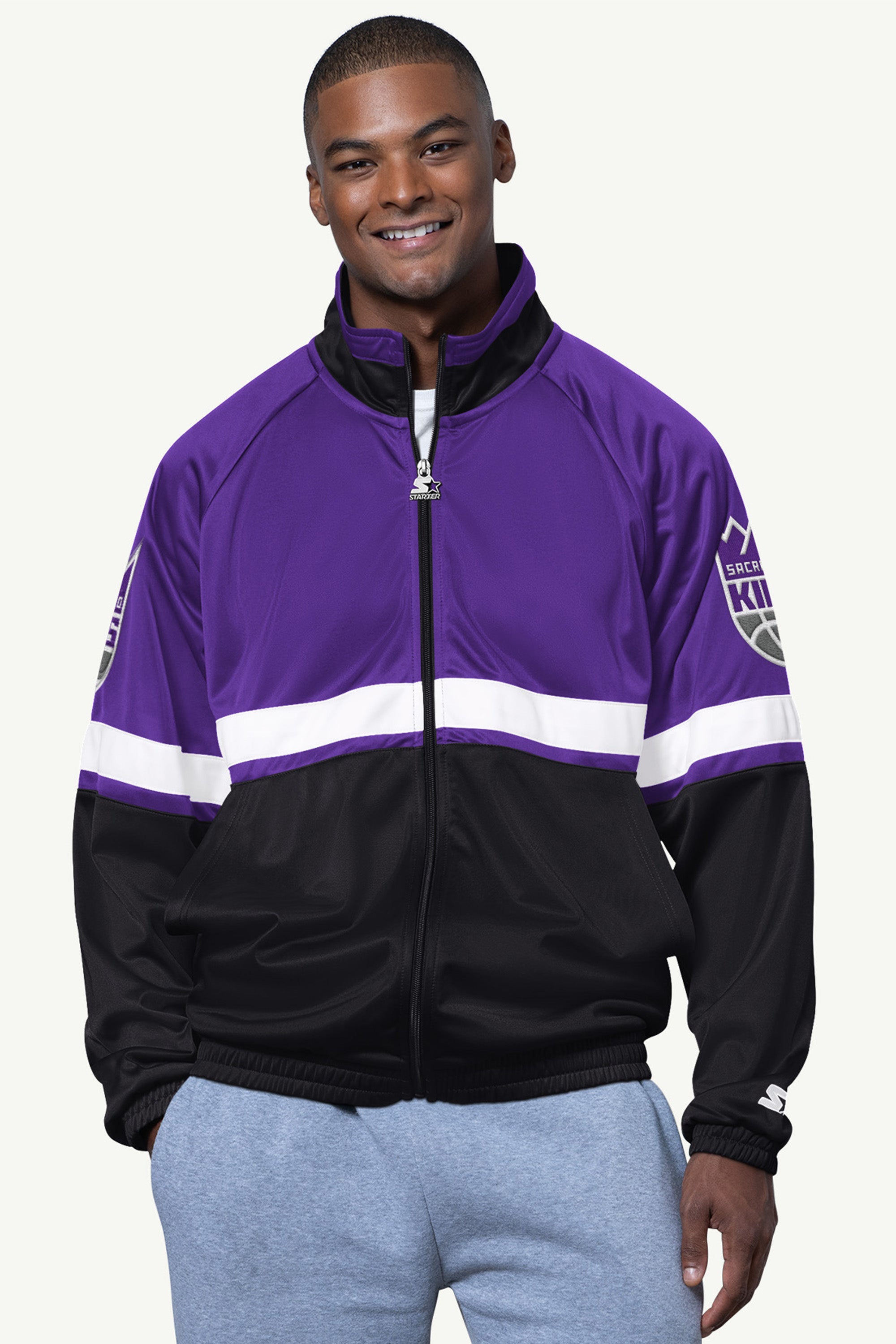 MENS SACRAMENTO KINGS VETERAN TRACK JACKET View 1 MENS SACRAMENTO KINGS VETERAN TRACK JACKET View 1