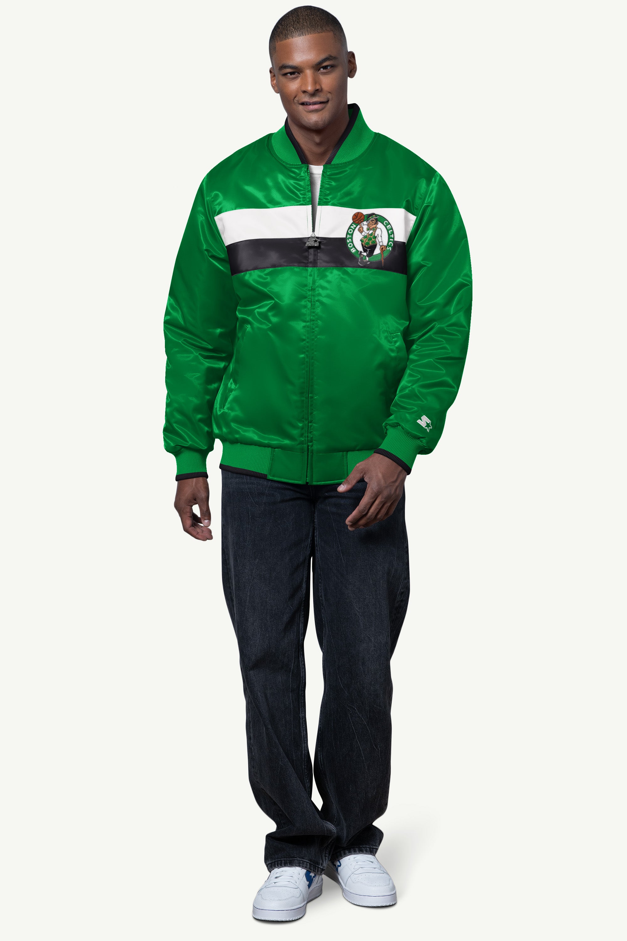 MENS BOSTON CELTICS AMBASSADOR SATIN VARSITY JACKET View 3 | Starter Jackets MENS BOSTON CELTICS AMBASSADOR SATIN VARSITY JACKET View 3 | Starter Jackets